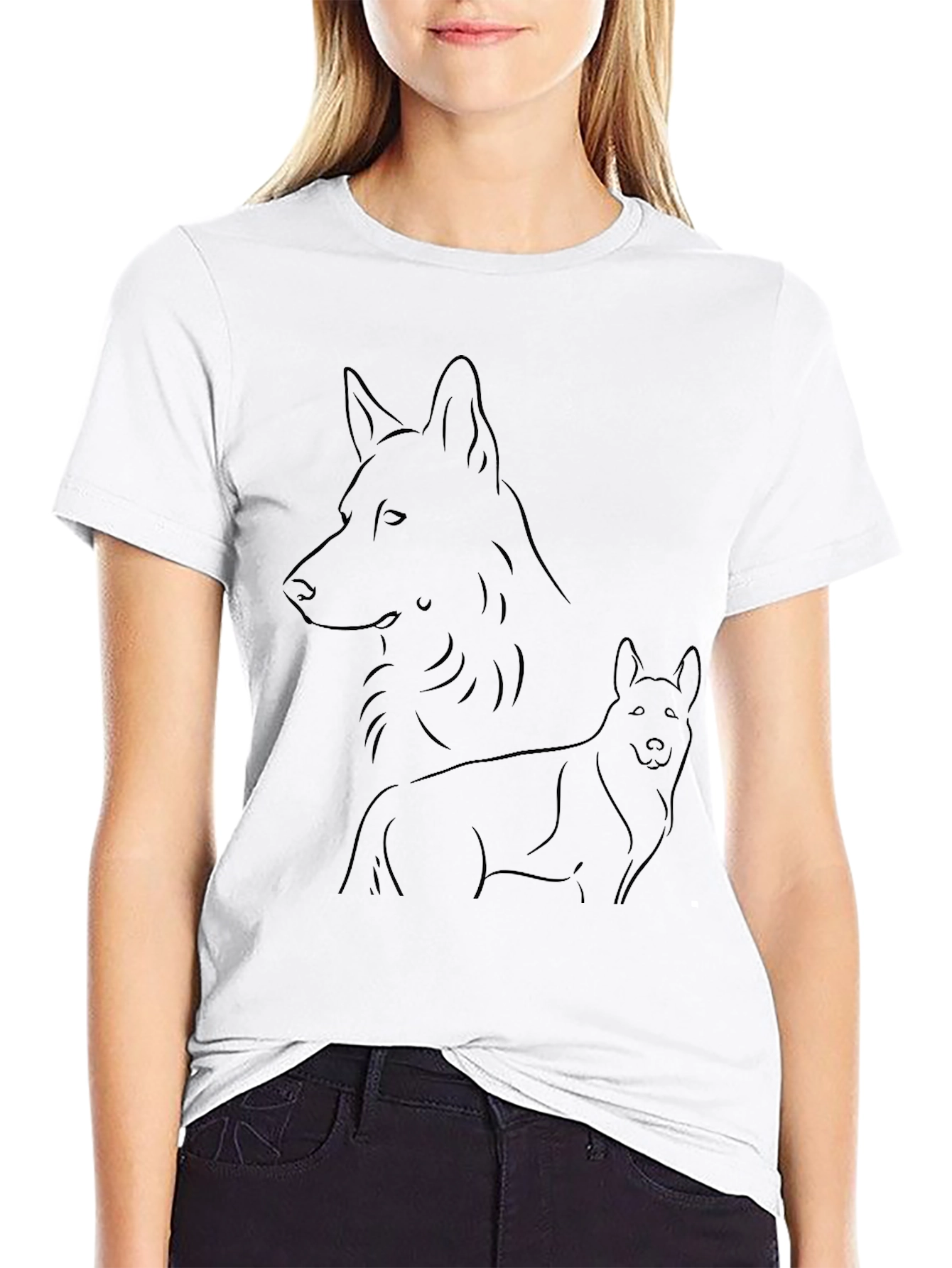 Black Dog Outline Black T-Shirt view 9