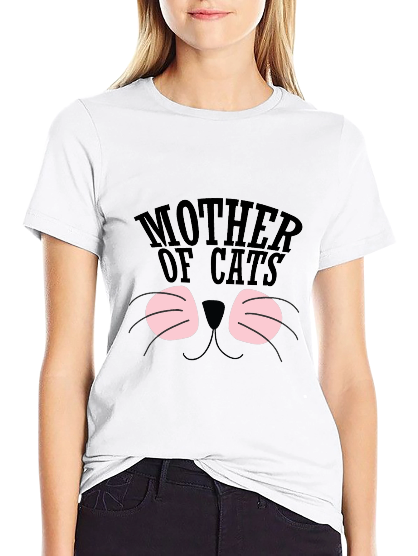 Black Mother of Cats T-Shirt, Cute Cat Face Tee view 9