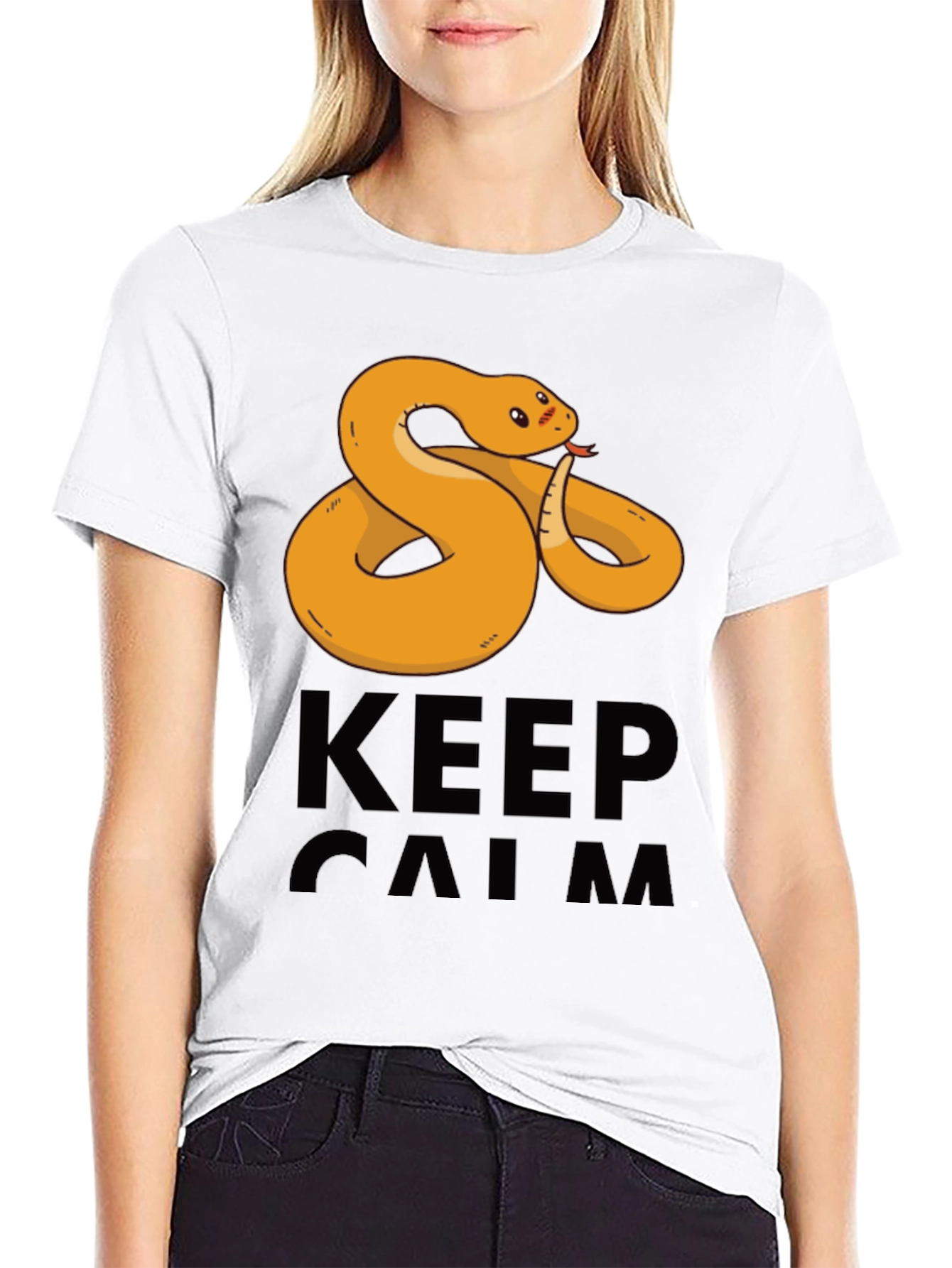 Black Funny Snake Keep Calm Men's T-Shirt view 9