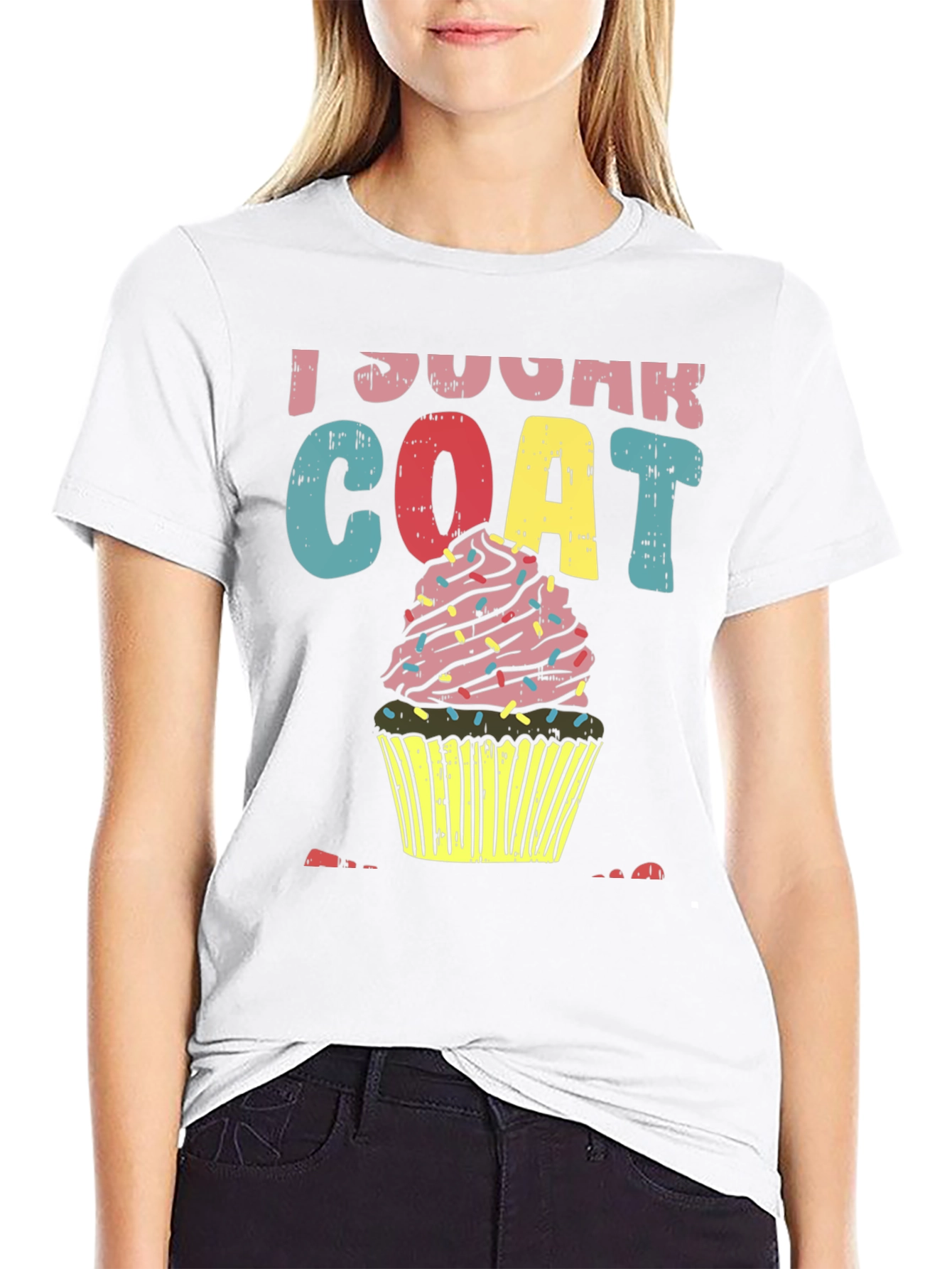 Black I Sugar Coat Tee - Fun Cupcake Shirt view 9