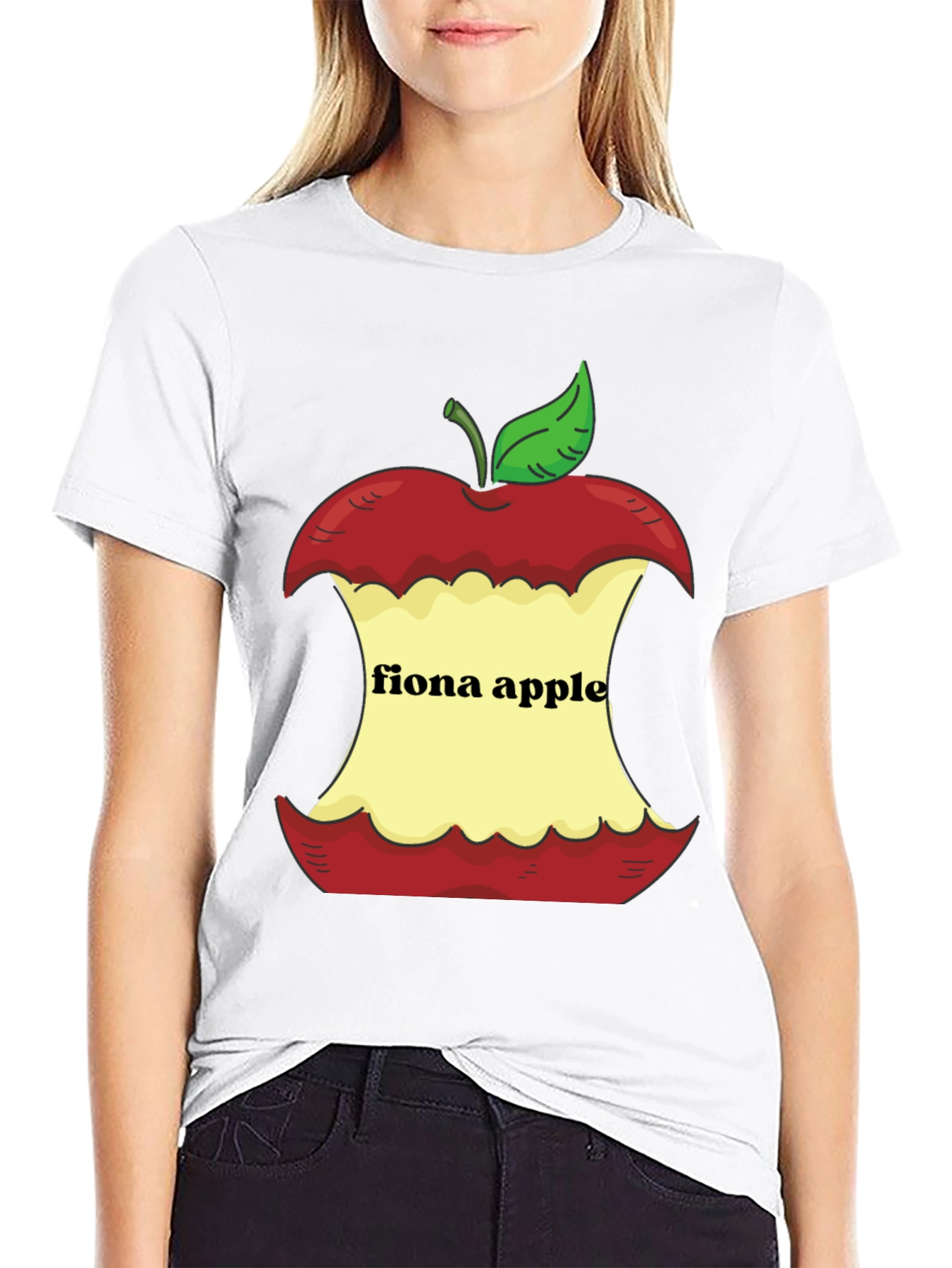 Black Fiona Apple Core Graphic Tee - Black Cotton Casual view 9