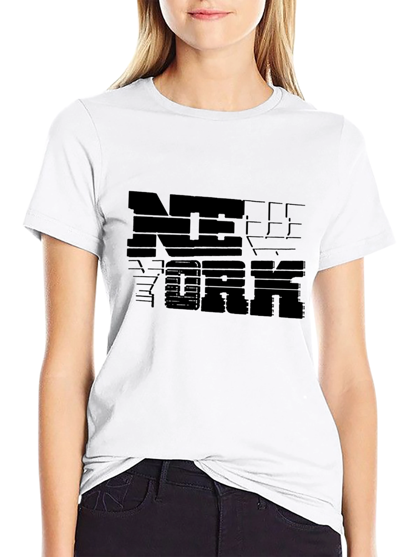 Black New York Graphic Print Crew Neck T-Shirt view 9