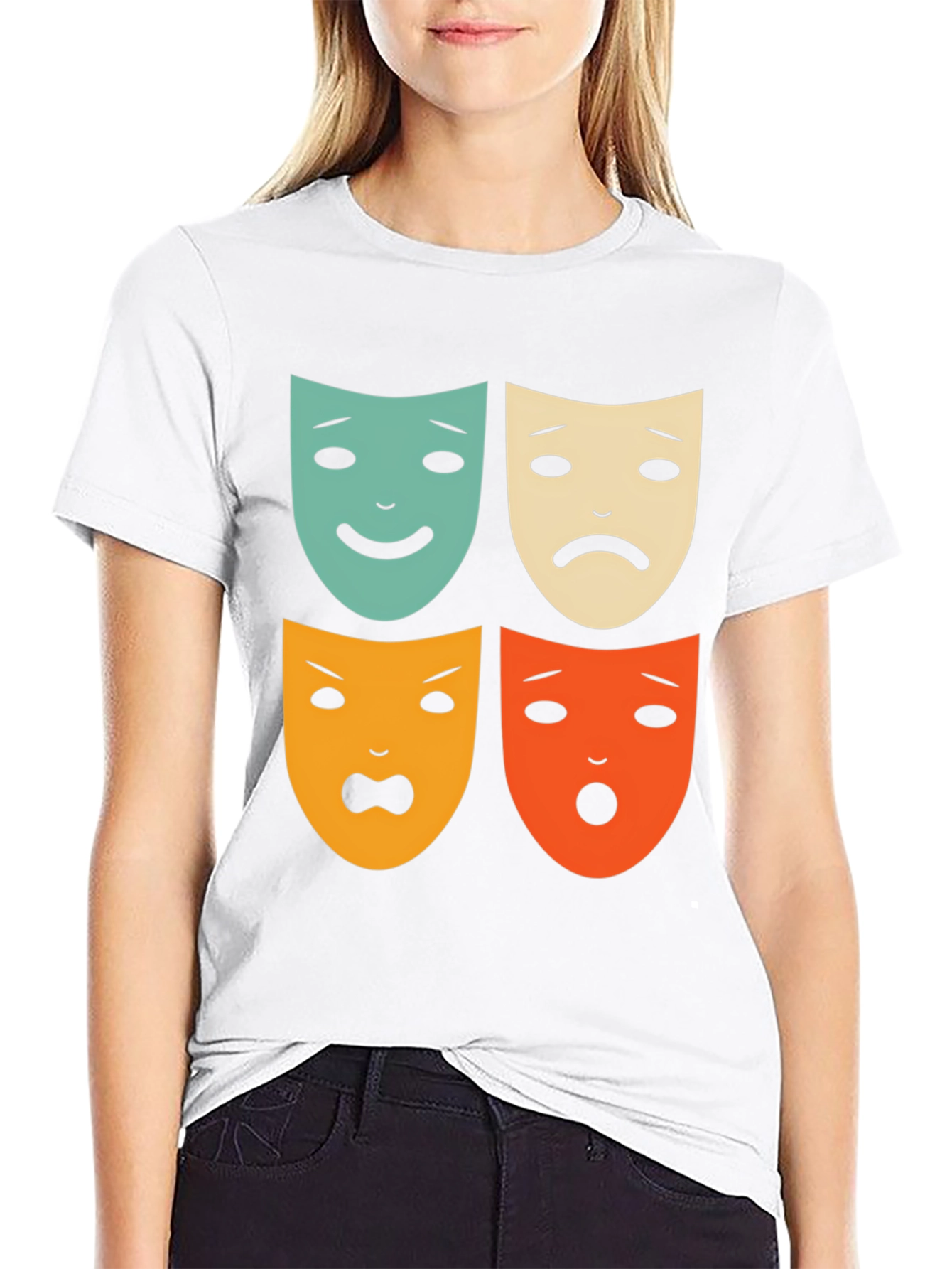 Black Drama Masks Graphic Tee - Unisex Soft Cotton T-Shirt view 9