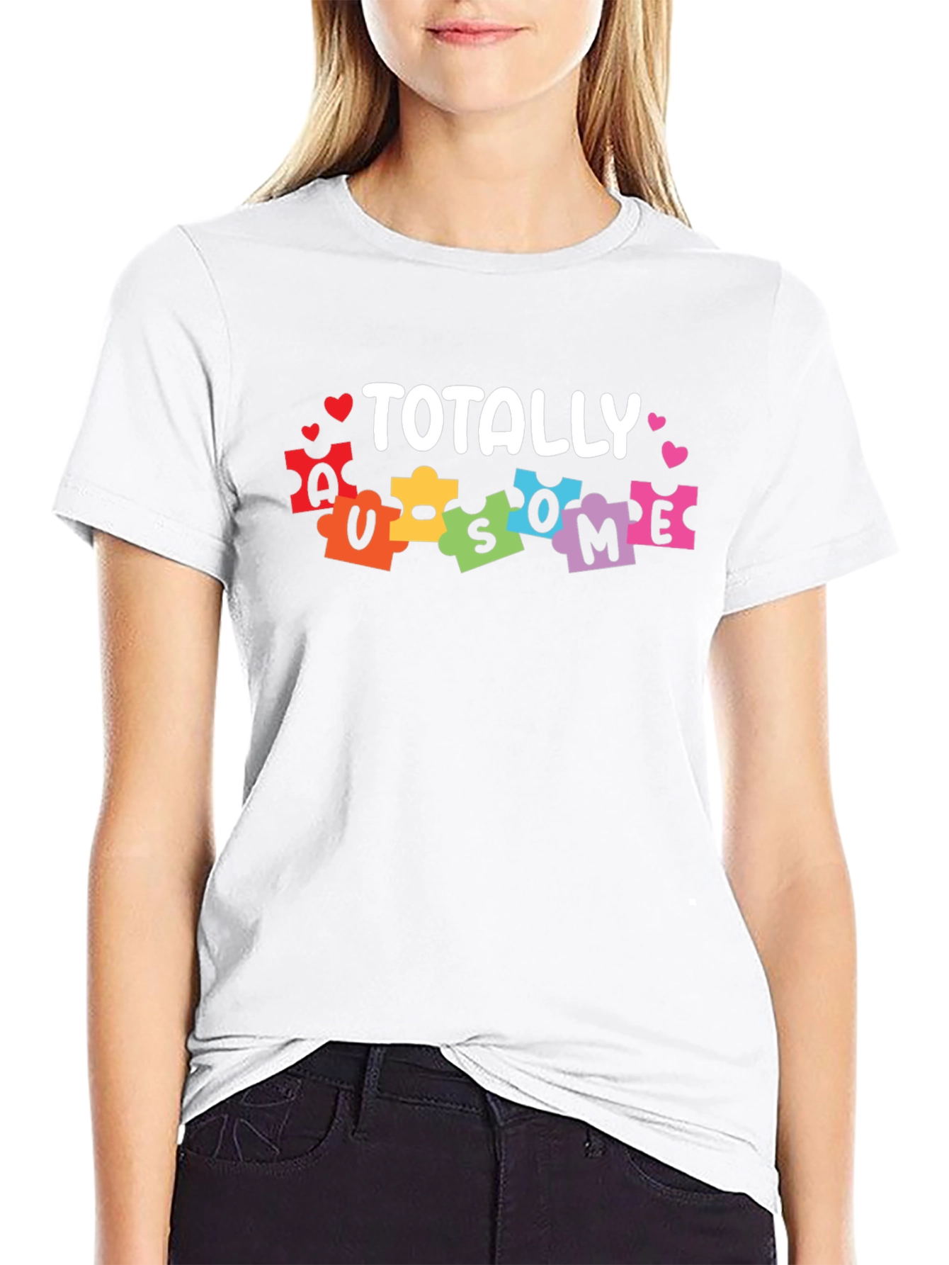 Black Totally Awesome Autism Awareness T-Shirt view 9
