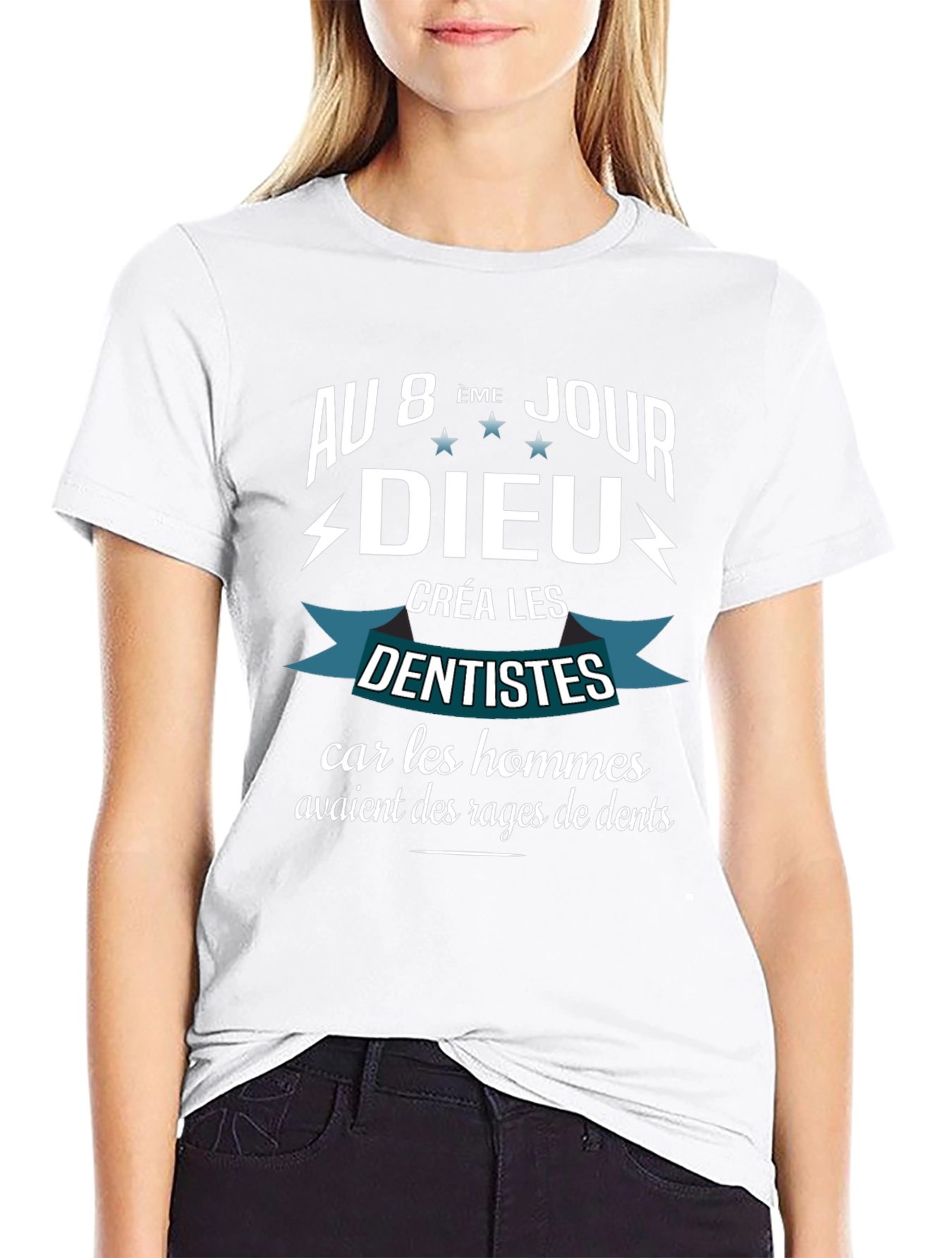 Black Au 8eme Jour Dieu Dentists T-Shirt view 9