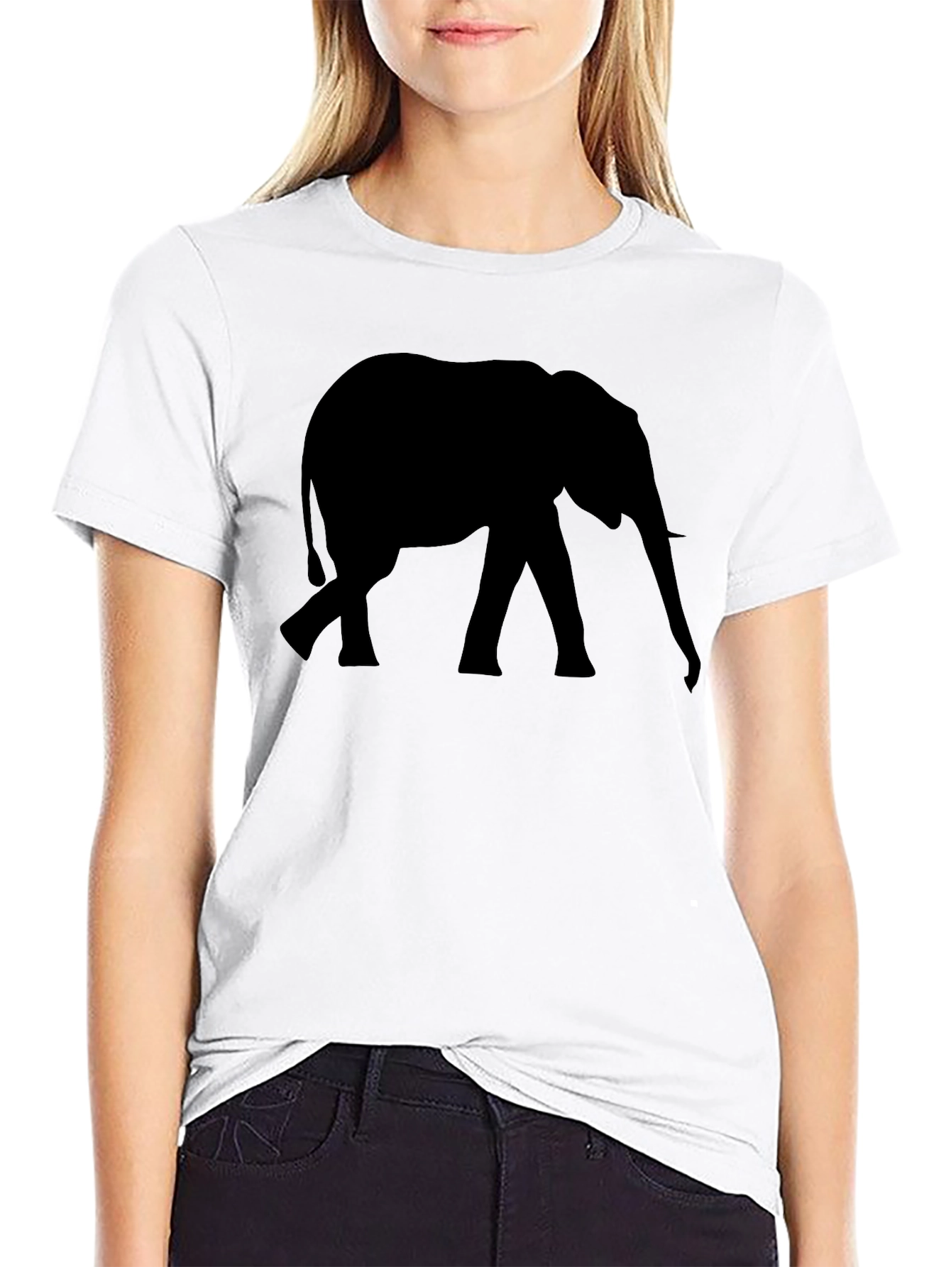 Black Elephant Silhouette Black T-Shirt view 9