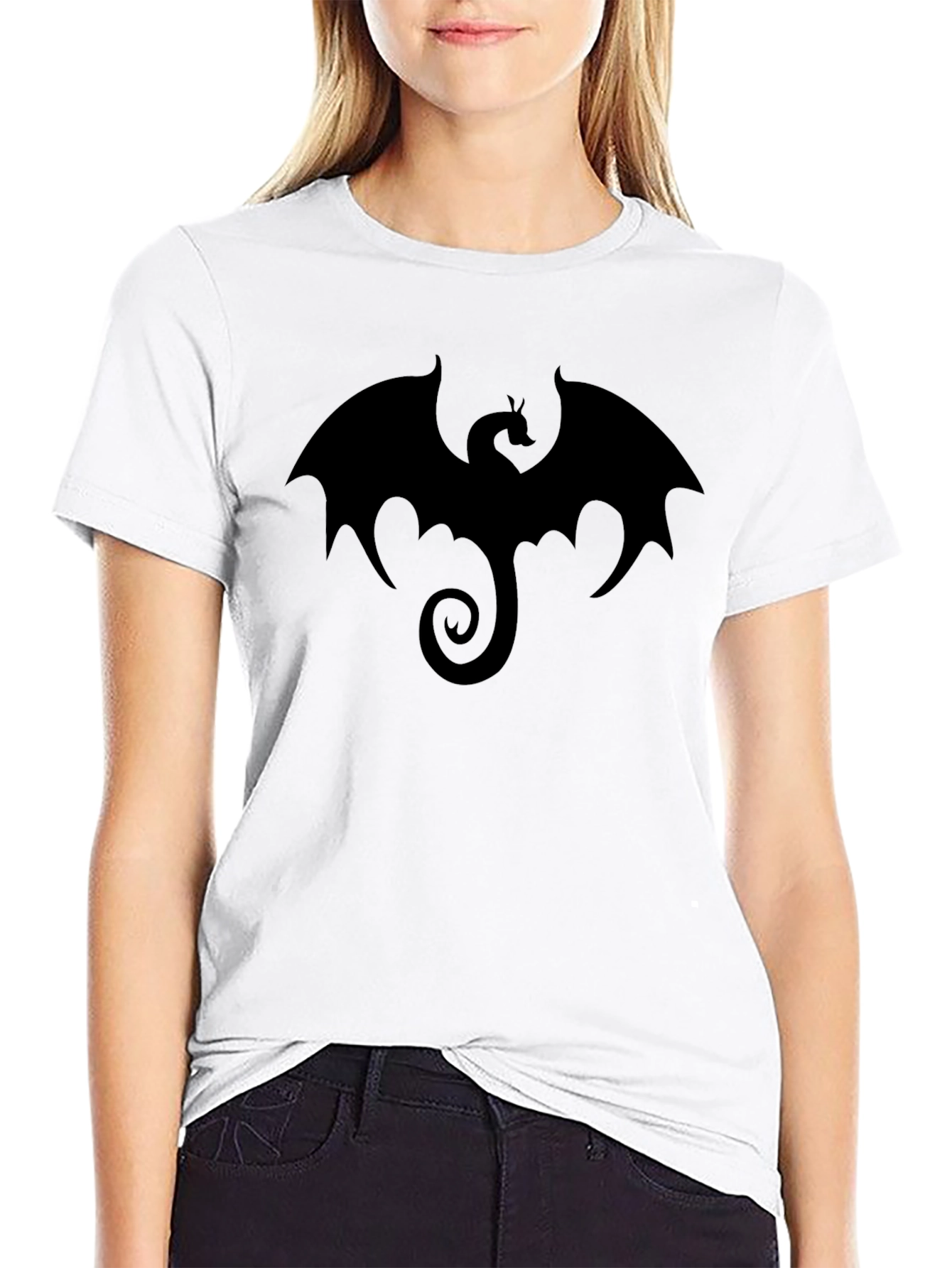 Black Men's Black Dragon Graphic T-Shirt view 9