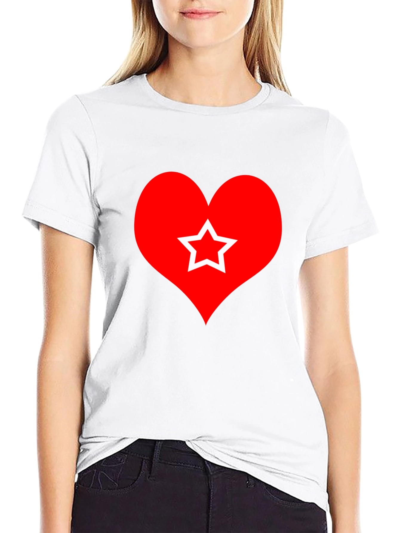 Black Heart Star Graphic Tee - Black Cotton T-Shirt view 9