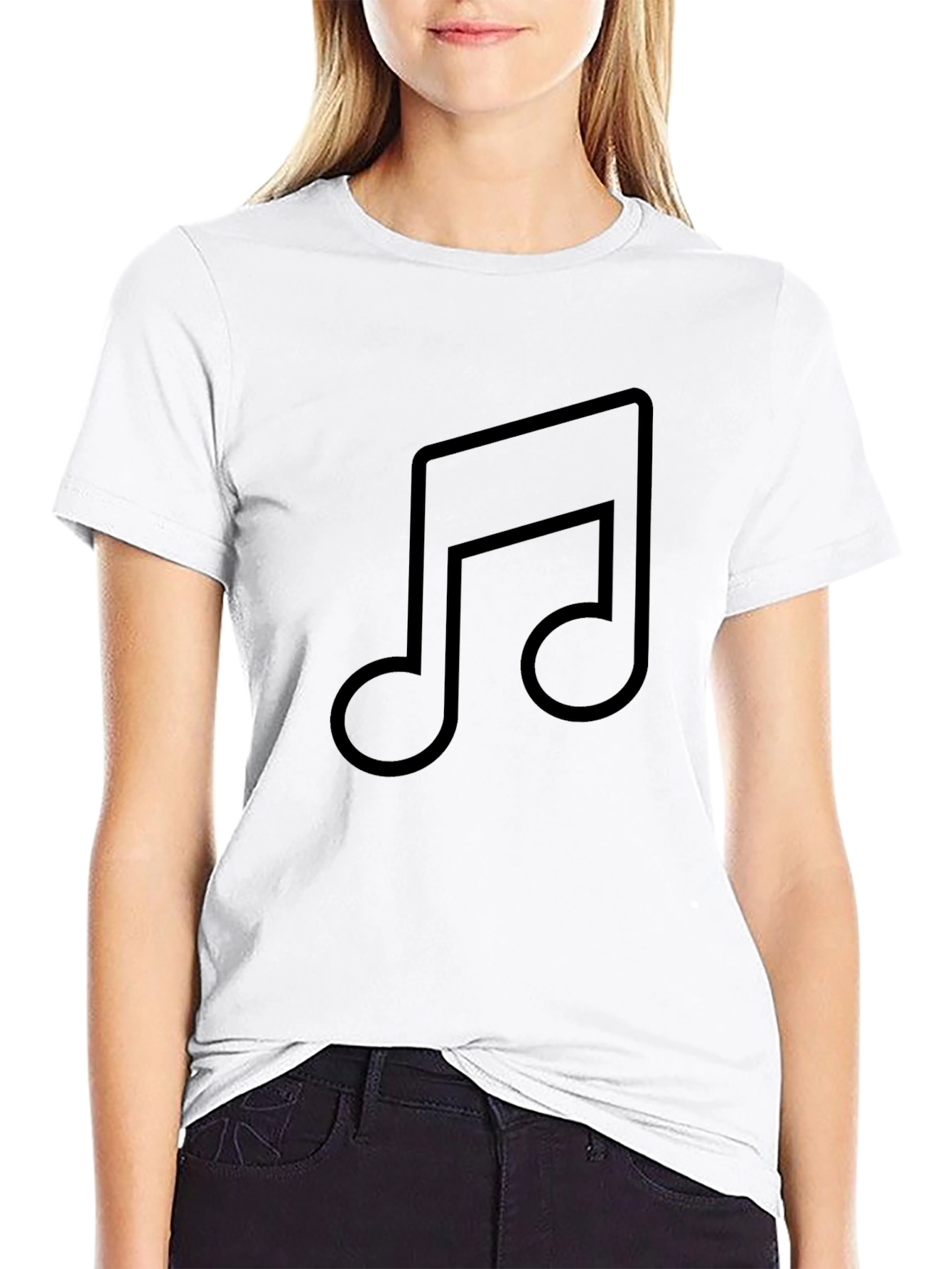 Black Music Note Graphic Tee - Black Cotton T-Shirt view 9