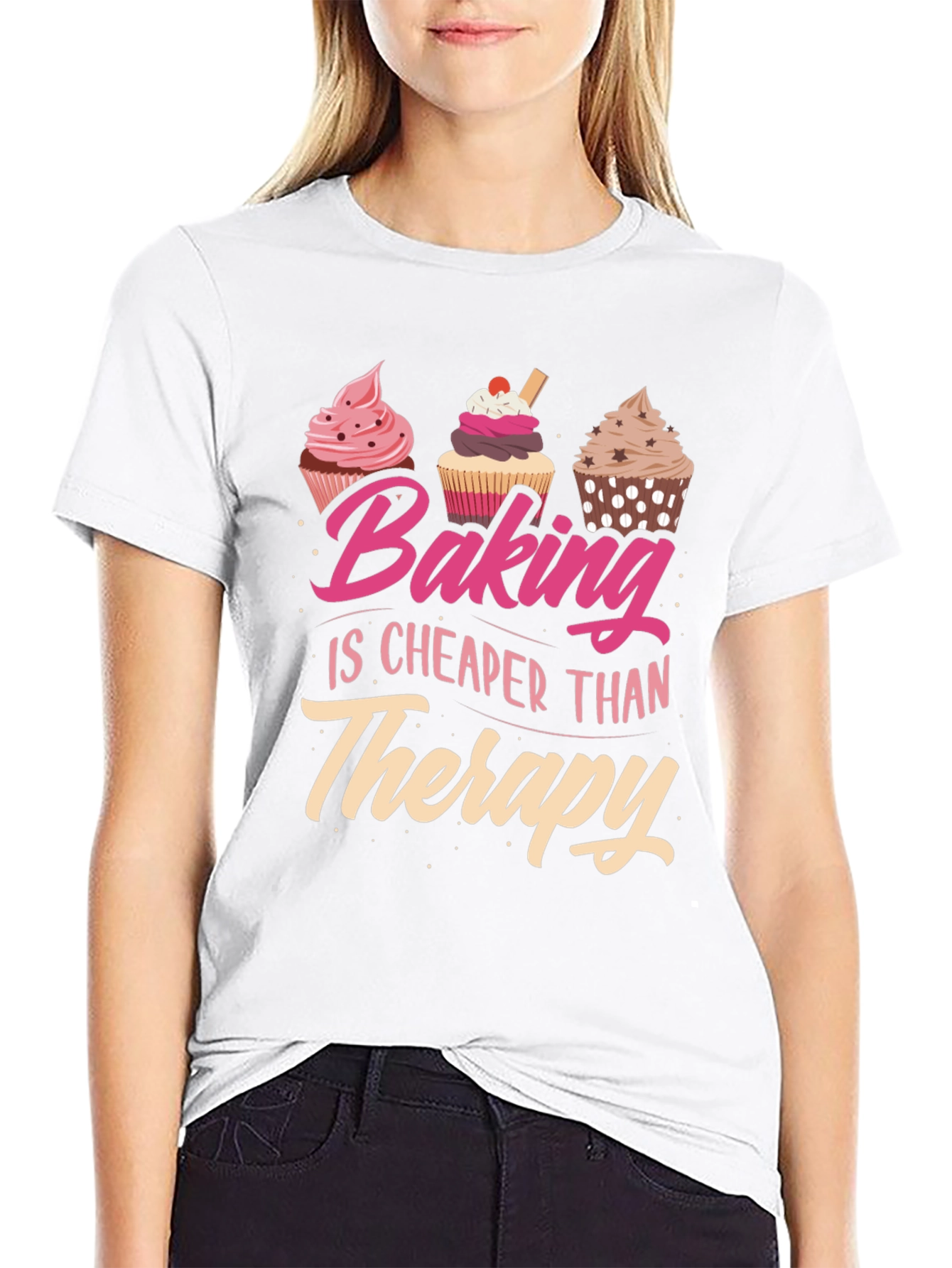Black Baking is Cheaper Than Therapy T-Shirt view 9