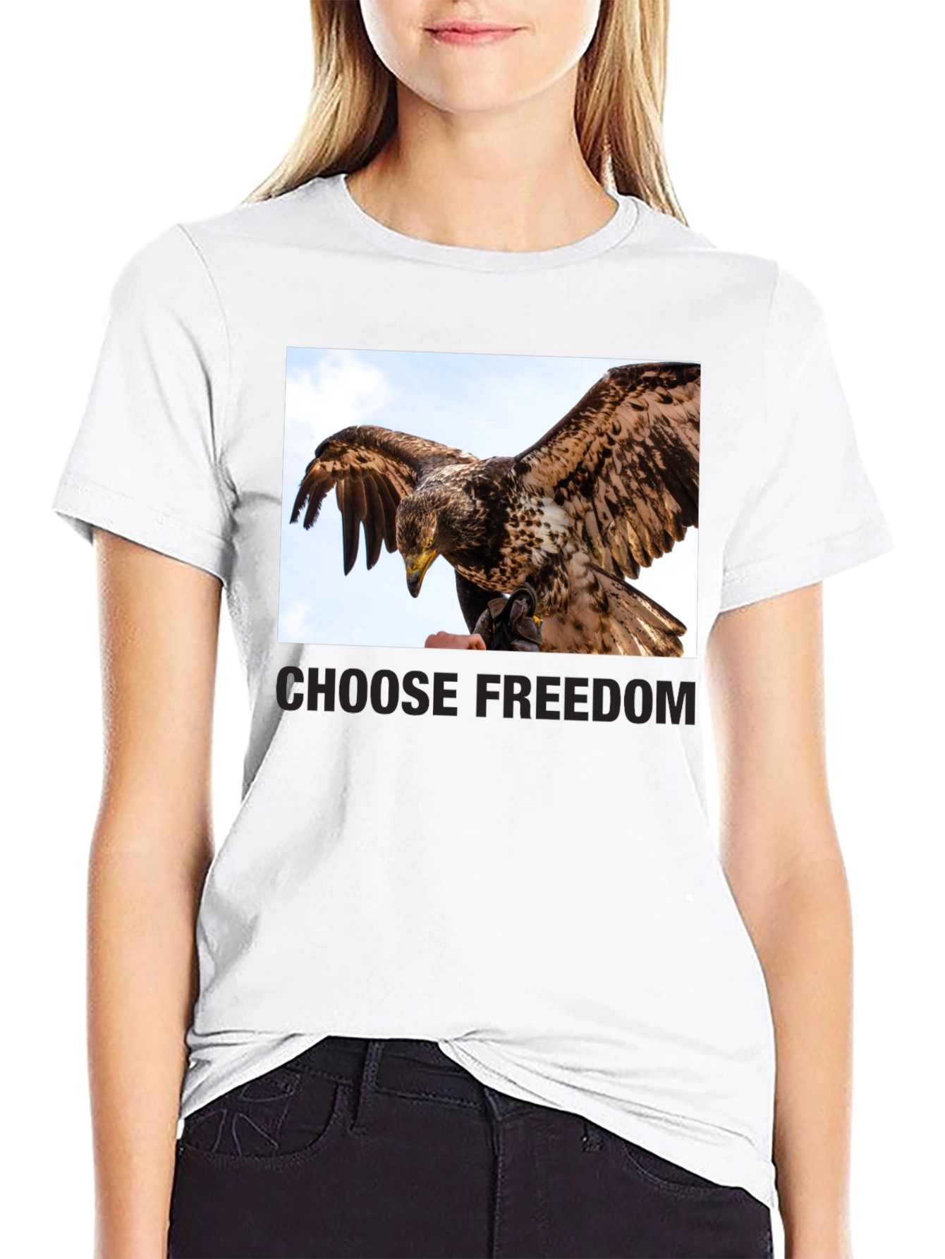 Black Choose Freedom Eagle Graphic Tee view 9