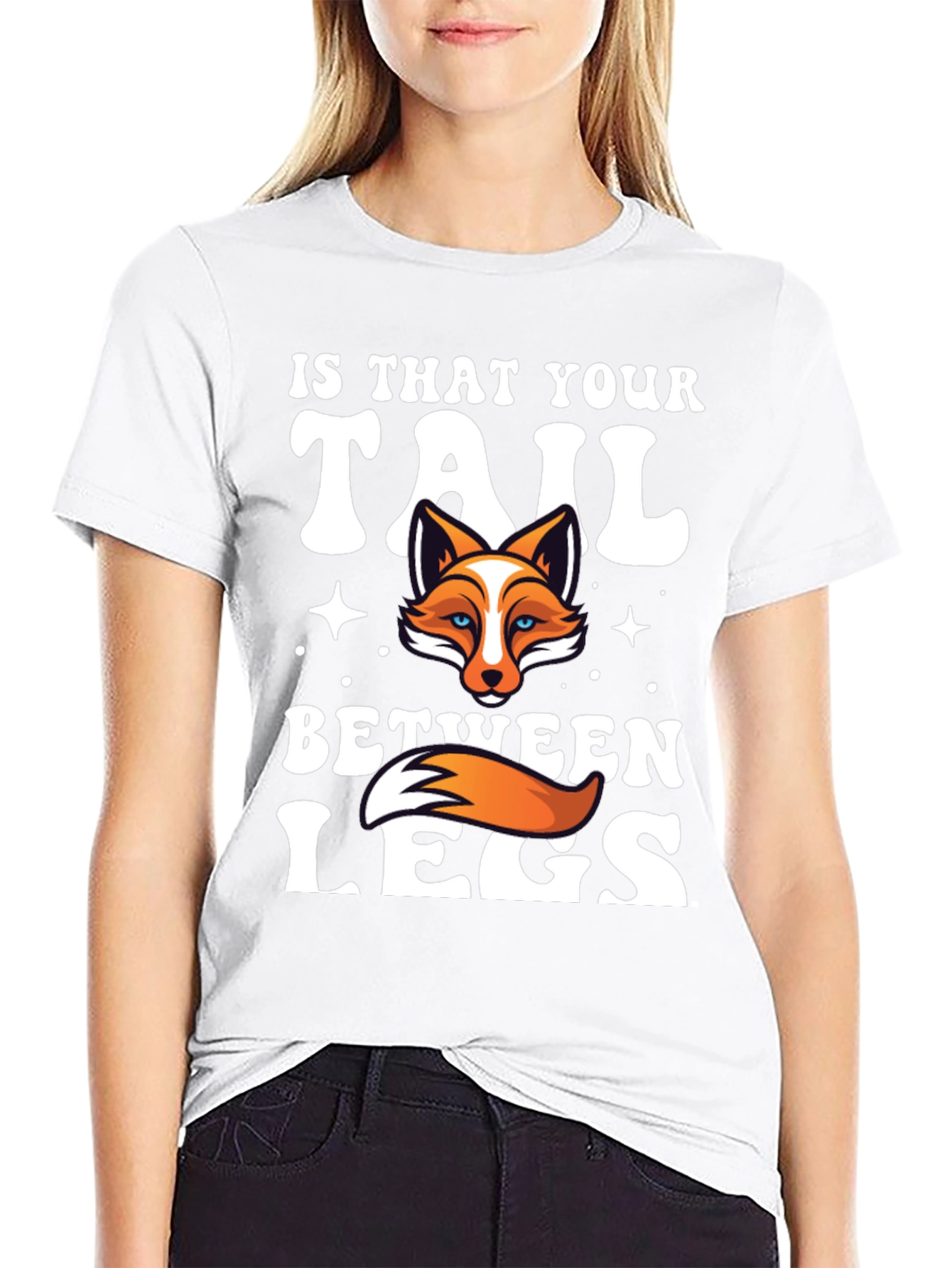 Black Fox Tail Humor Graphic T-Shirt view 9