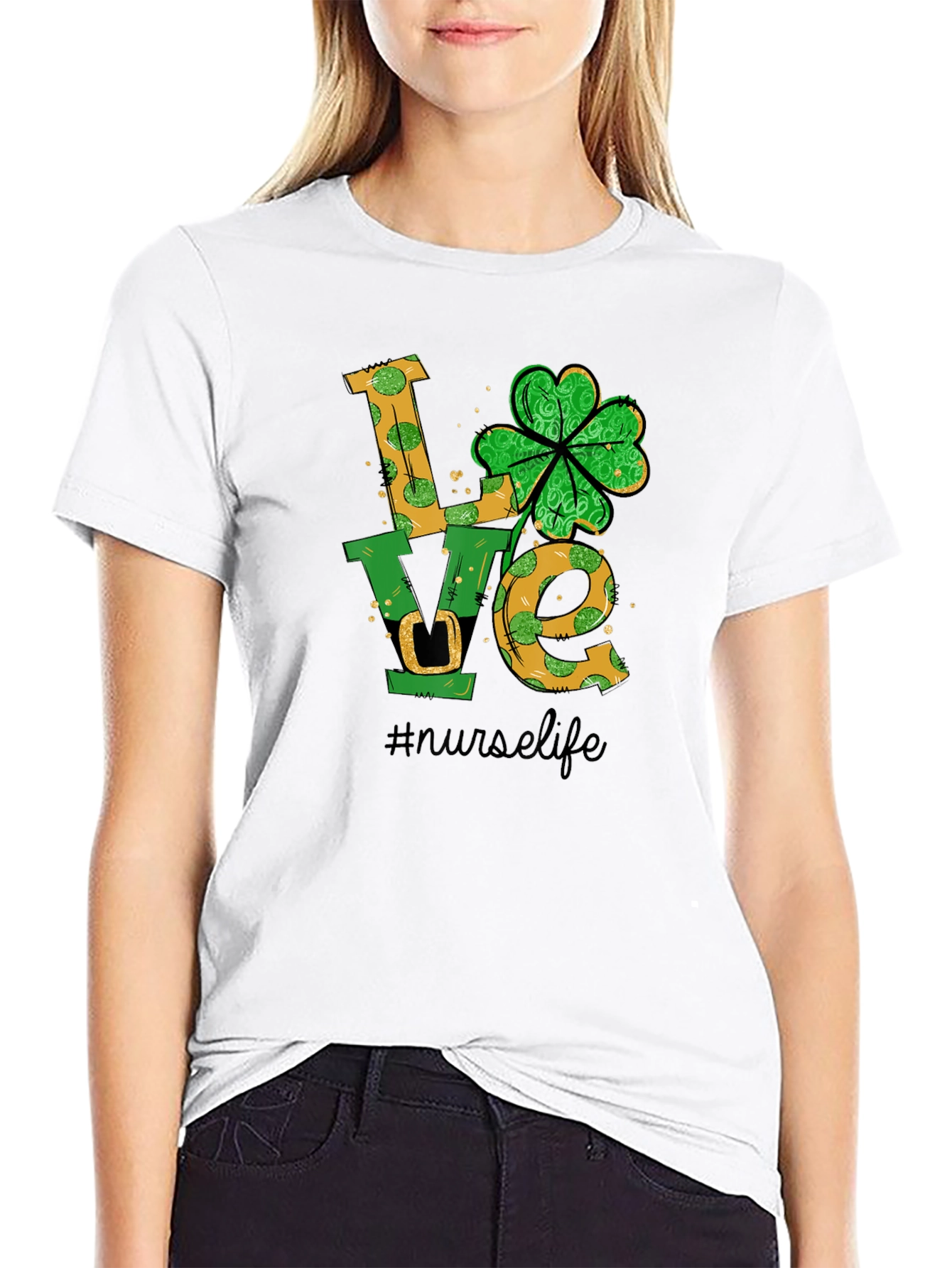 Black Nurse Life St. Patrick's Day T-Shirt view 9