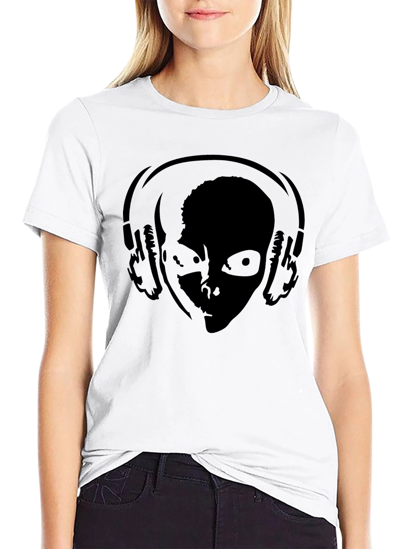 Black DJ Alien Graphic Tee - Black Cotton Comfort view 9