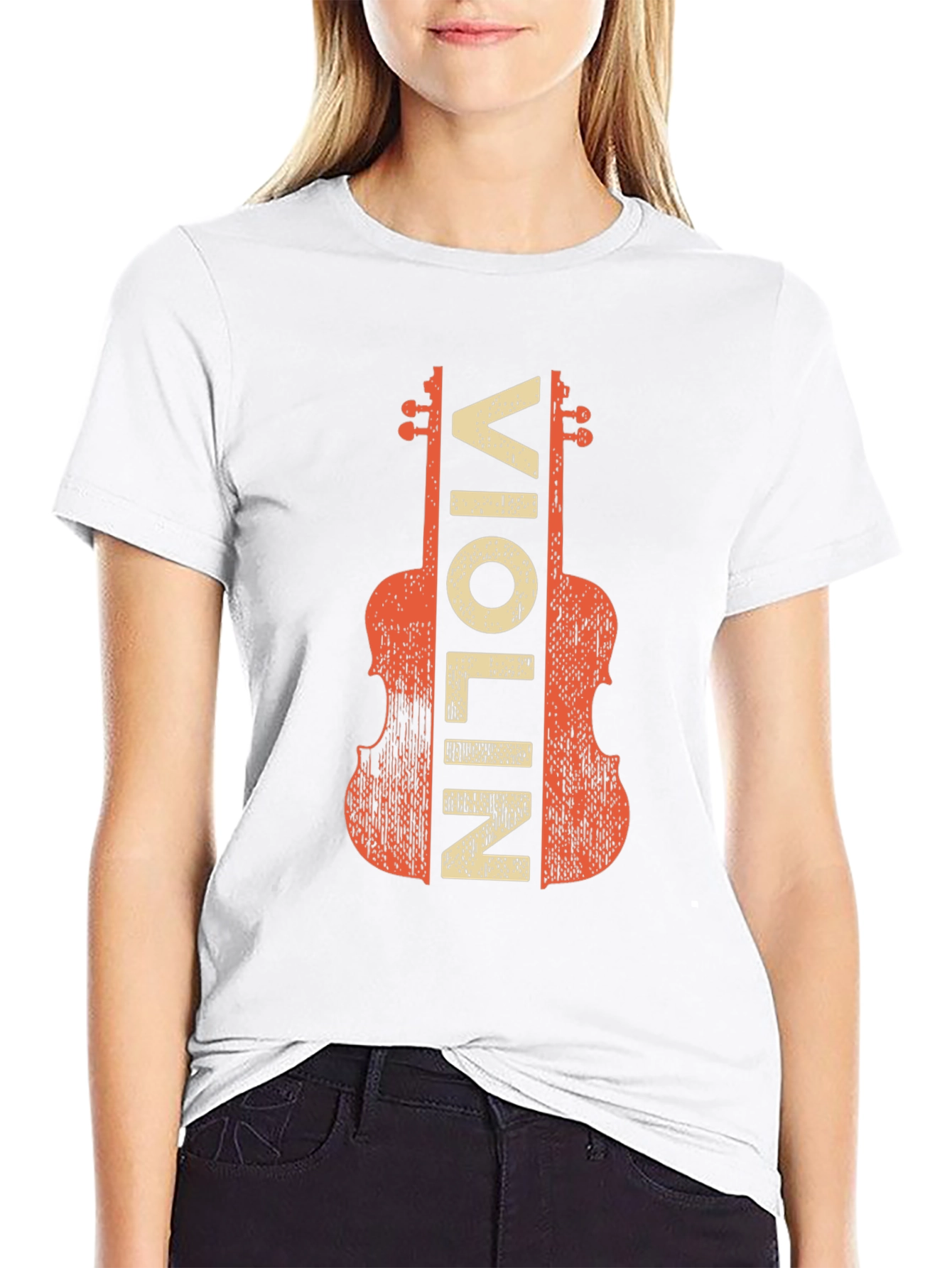 Black Vintage Violin Graphic Tee - Musician T-Shirt view 9