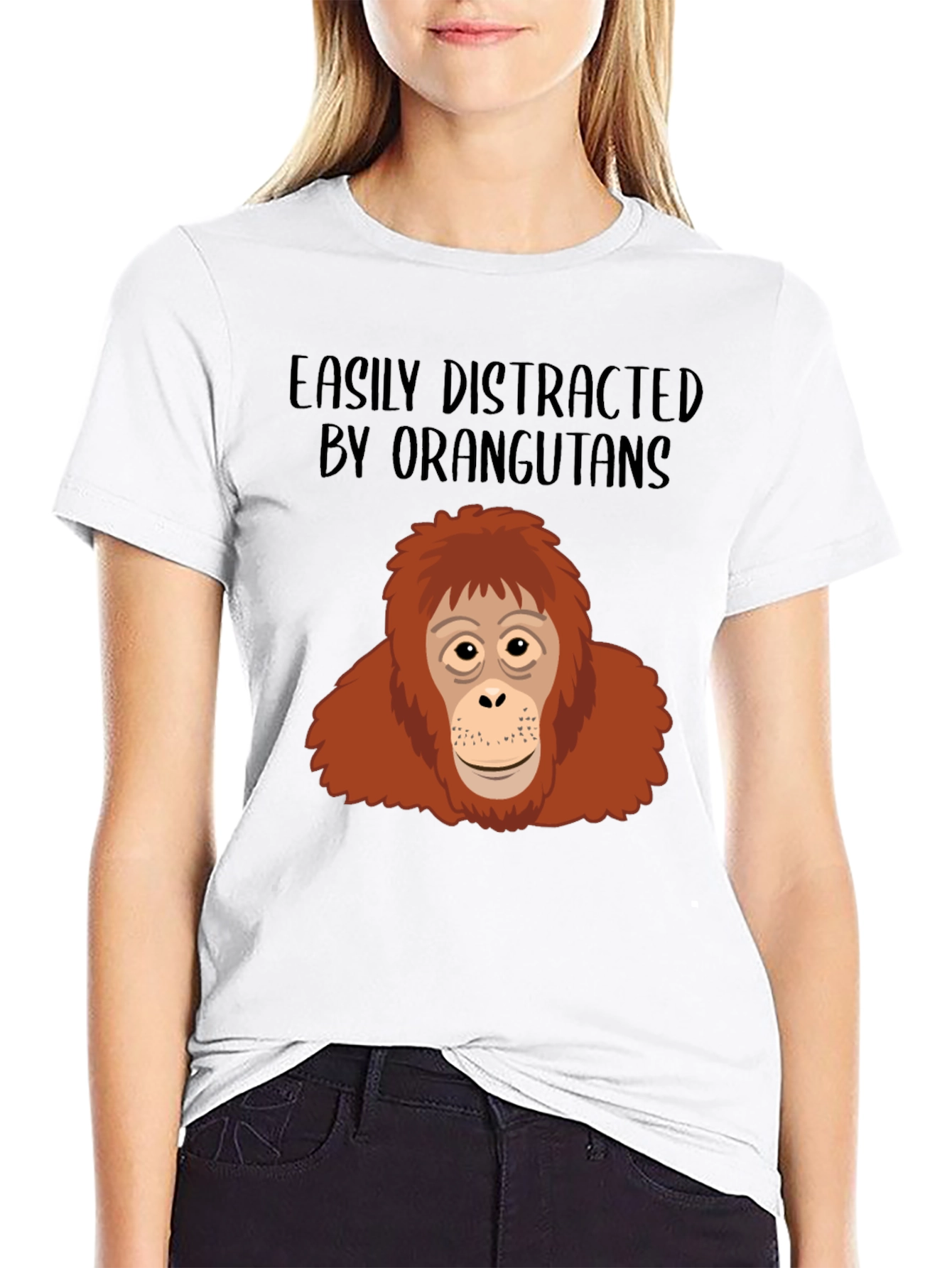 Black Easily Distracted by Orangutans T-Shirt view 9