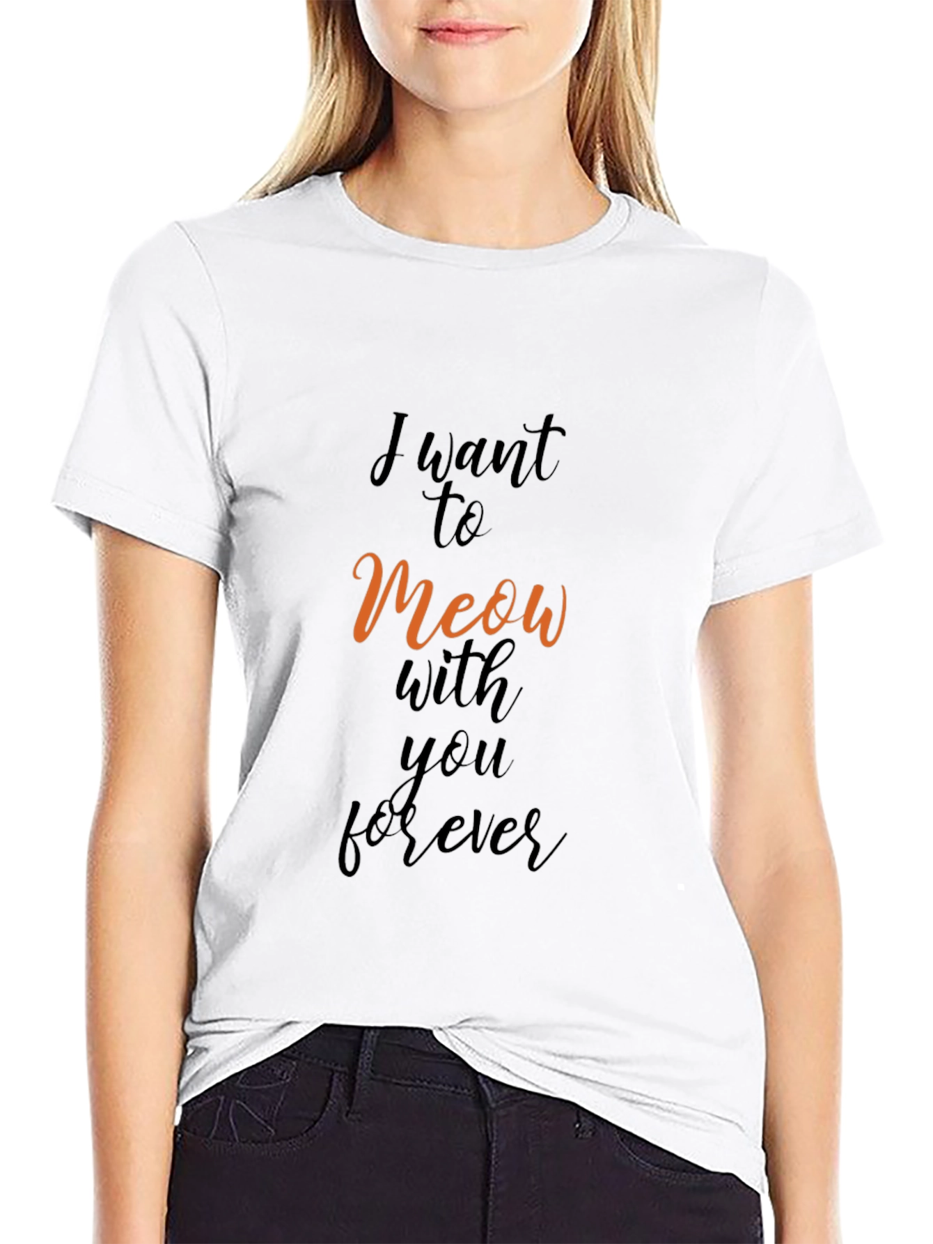 Black I Want to Meow With You Forever T-Shirt view 9