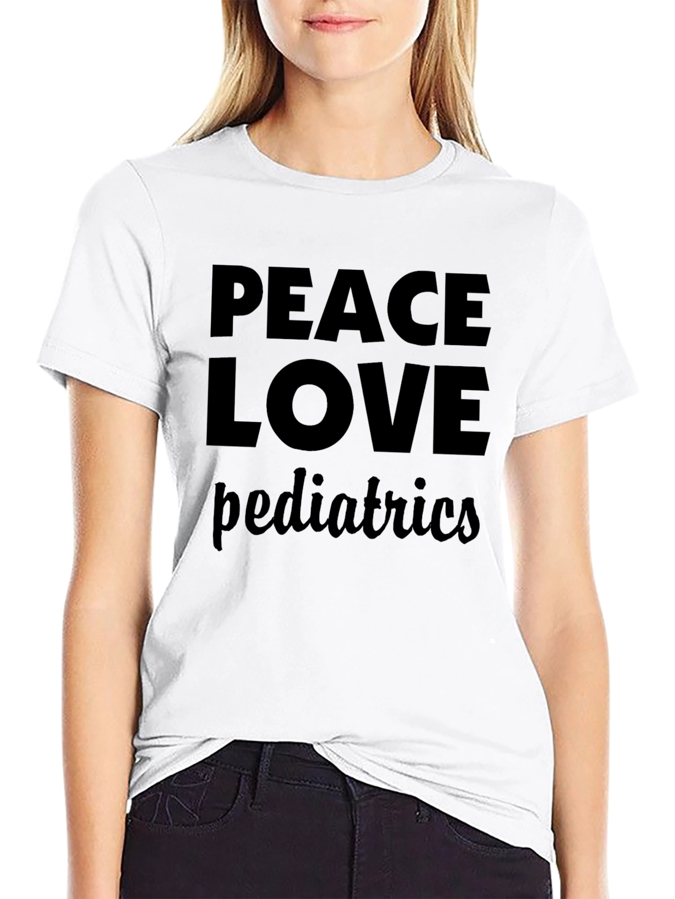 Black Peace Love Pediatrics T-Shirt view 9