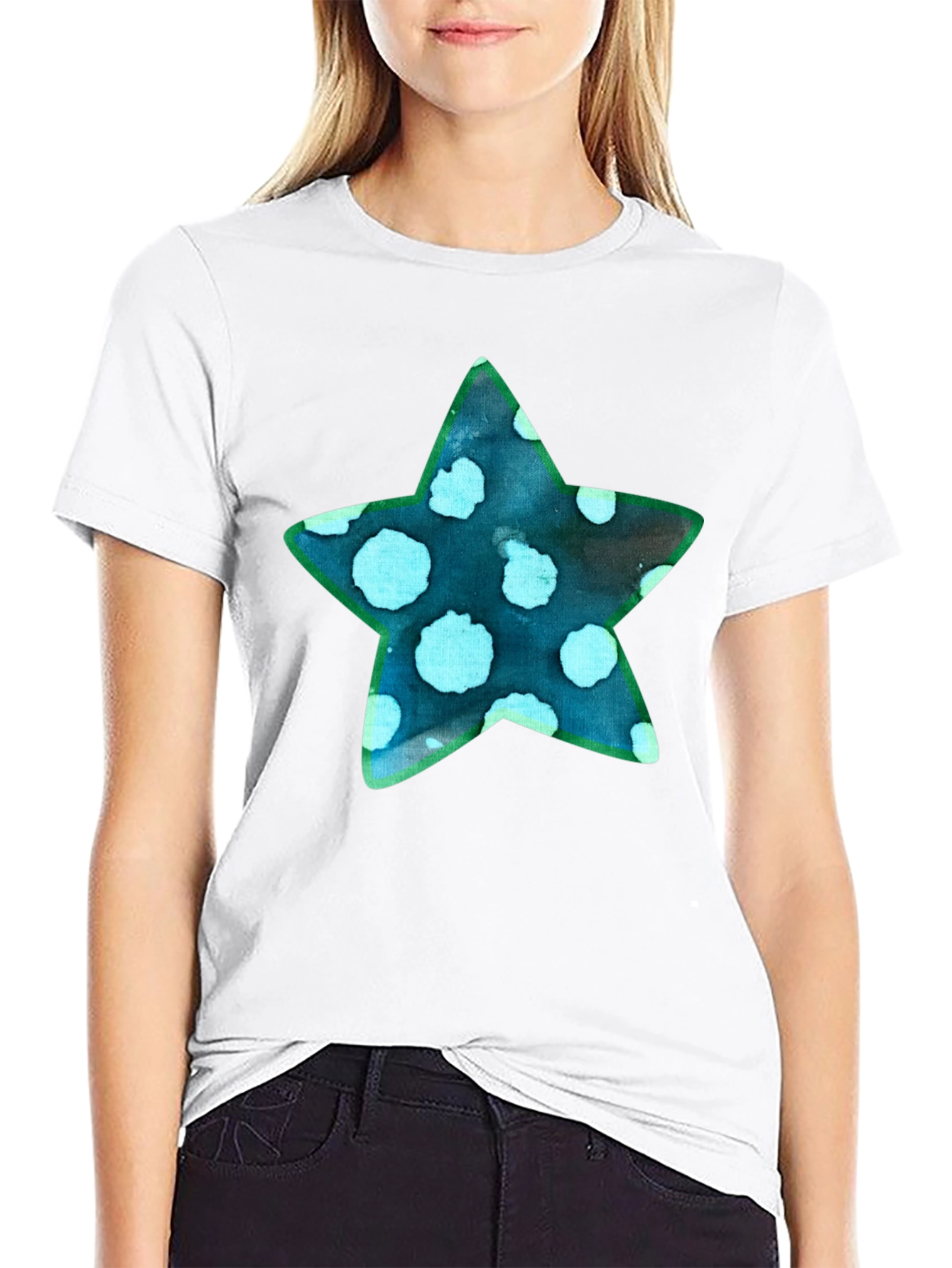 Black Spotted Star Graphic Black T-Shirt view 9