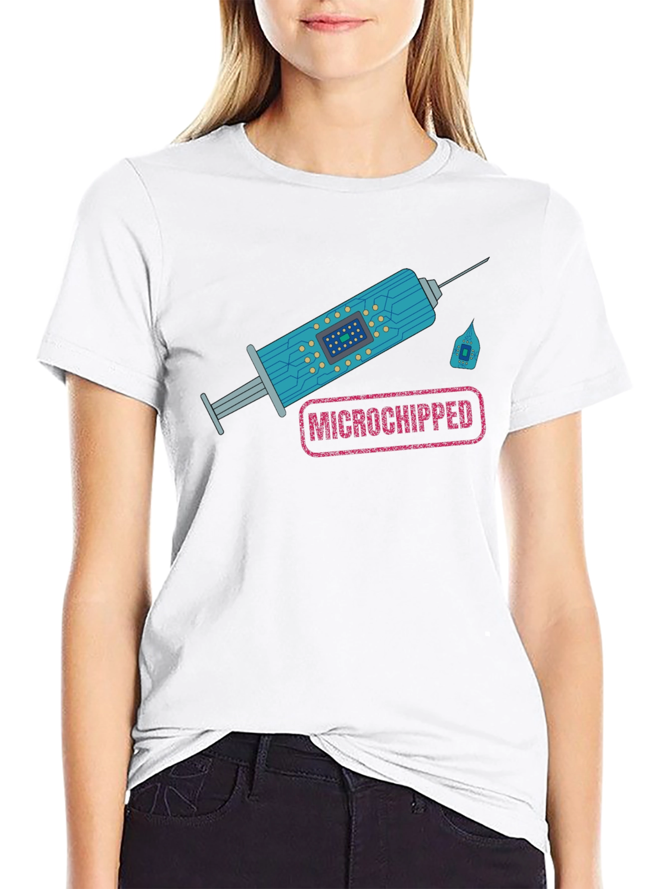 Black Microchipped Syringe Graphic Tee - Black T-Shirt view 9