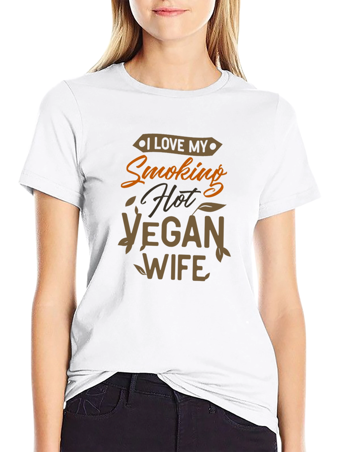 Black I Love My Smoking Hot Vegan Wife Graphic T-Shirt view 9