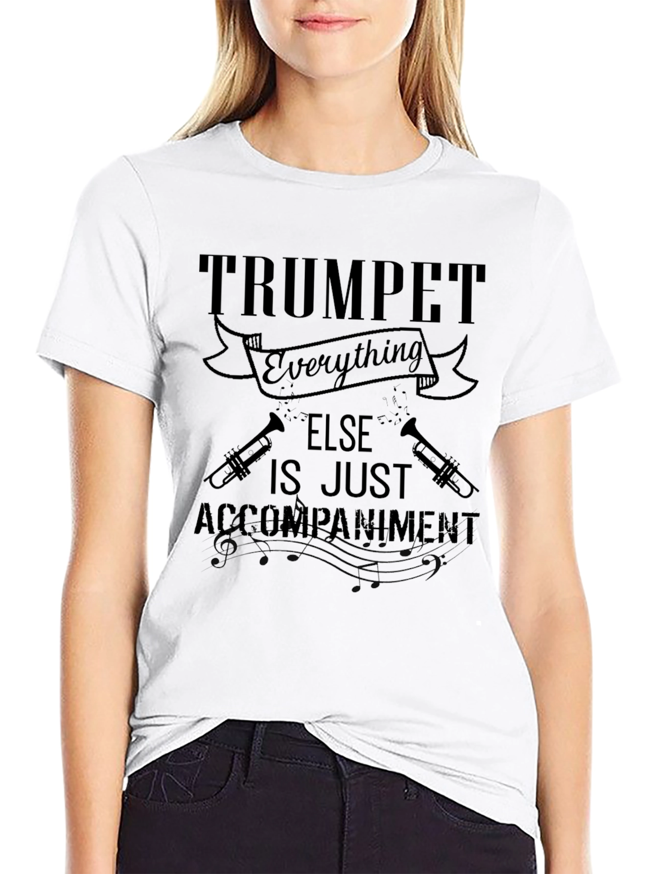 Black Trumpet Player T-Shirt - Everything Else Accompaniment Musician Tee view 9