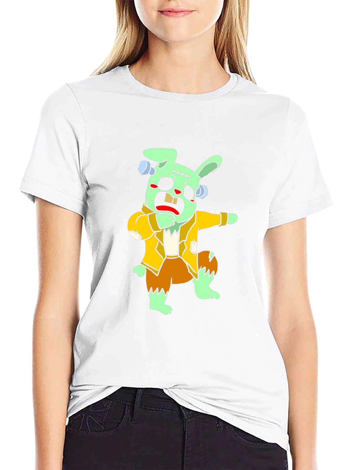 Black Zombie Bunny Dab T-Shirt view 9