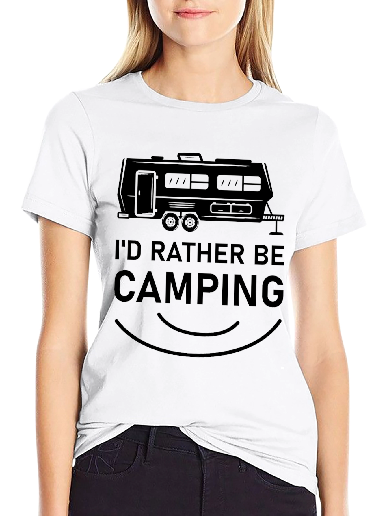 Black Camping T-Shirt - I'd Rather Be Camping view 9