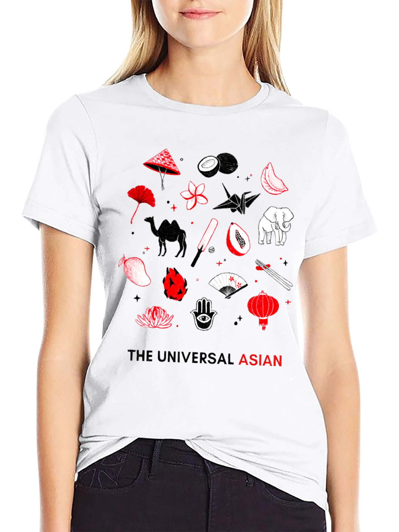 Black The Universal Asian Graphic Tee - Black Cotton view 9