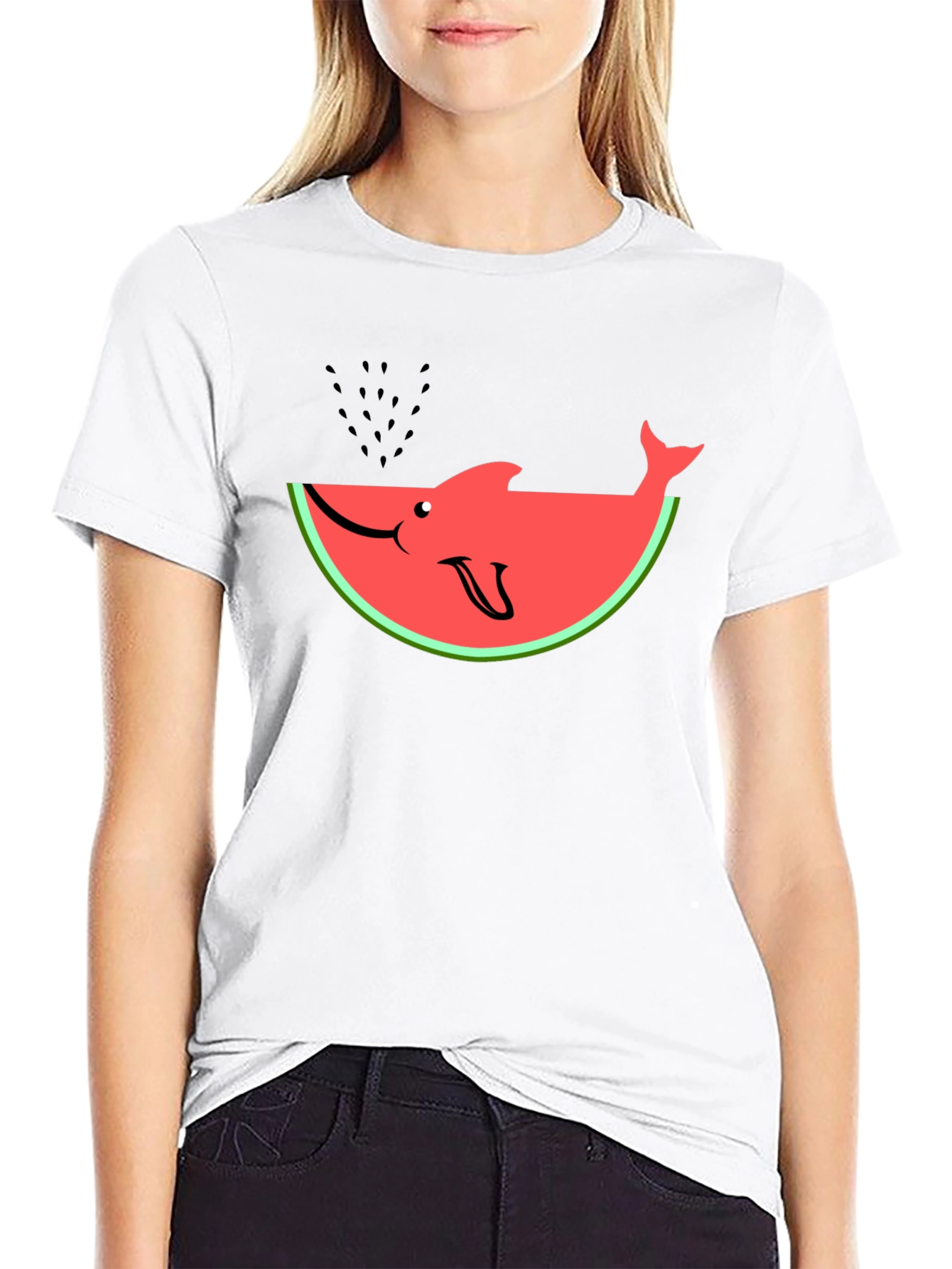 Black Watermelon Shark Graphic Tee - Summer Fun T-Shirt view 9