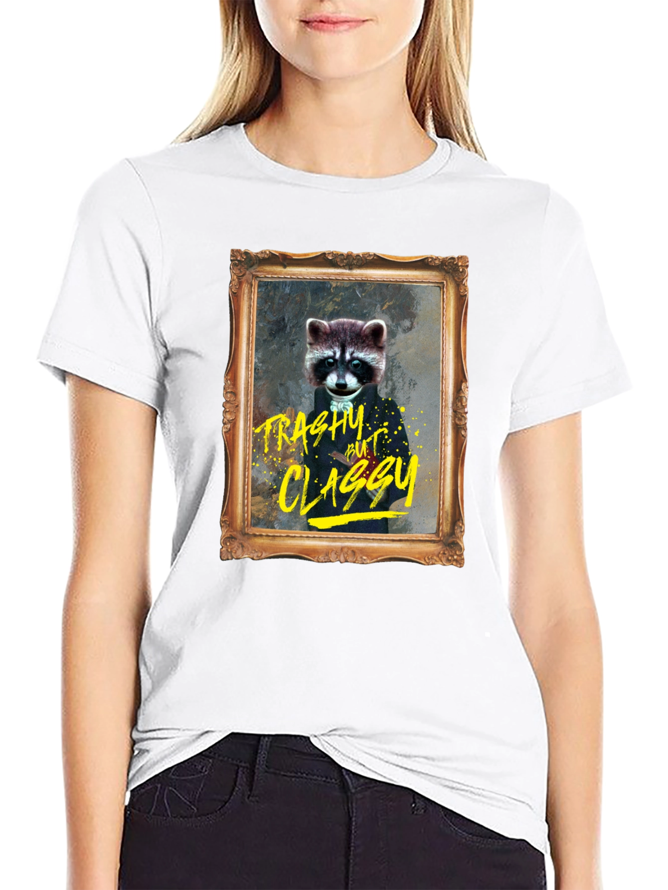 Black Trashy But Classy Raccoon T-Shirt - Funny Novelty Tee view 9