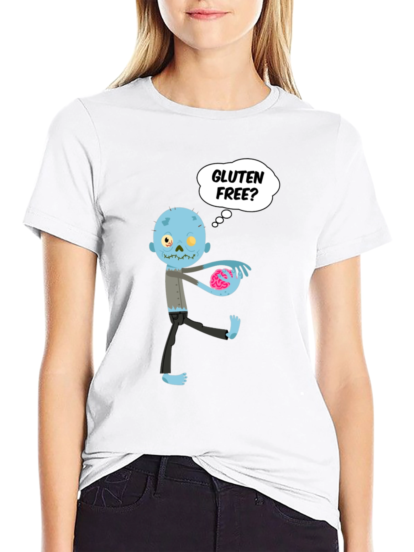 Black Gluten Free Zombie Brains Graphic T-Shirt view 9