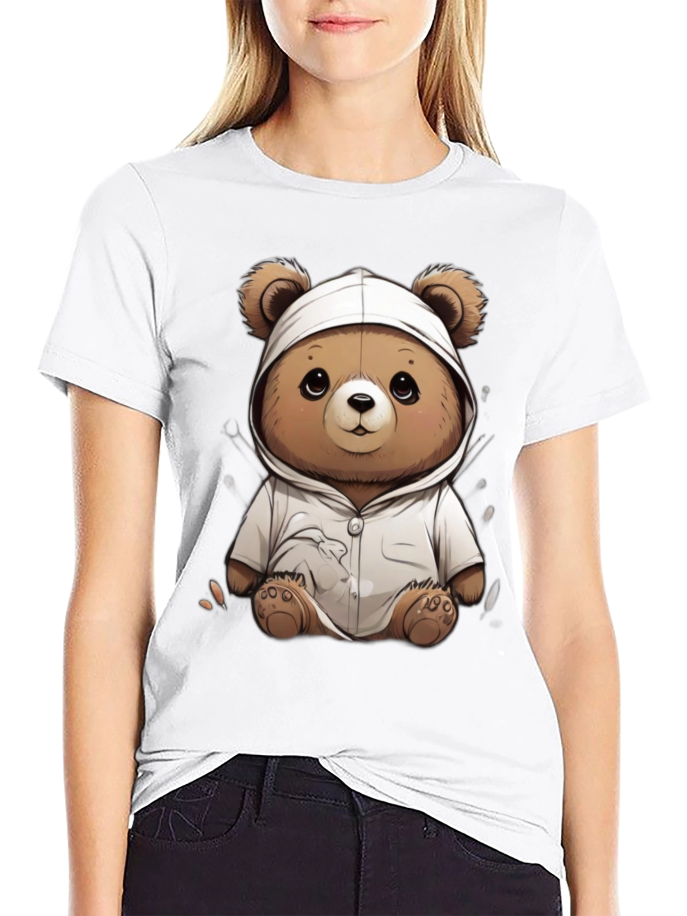 Black Teddy Bear Hoodie T-Shirt - Soft & Stylish view 9