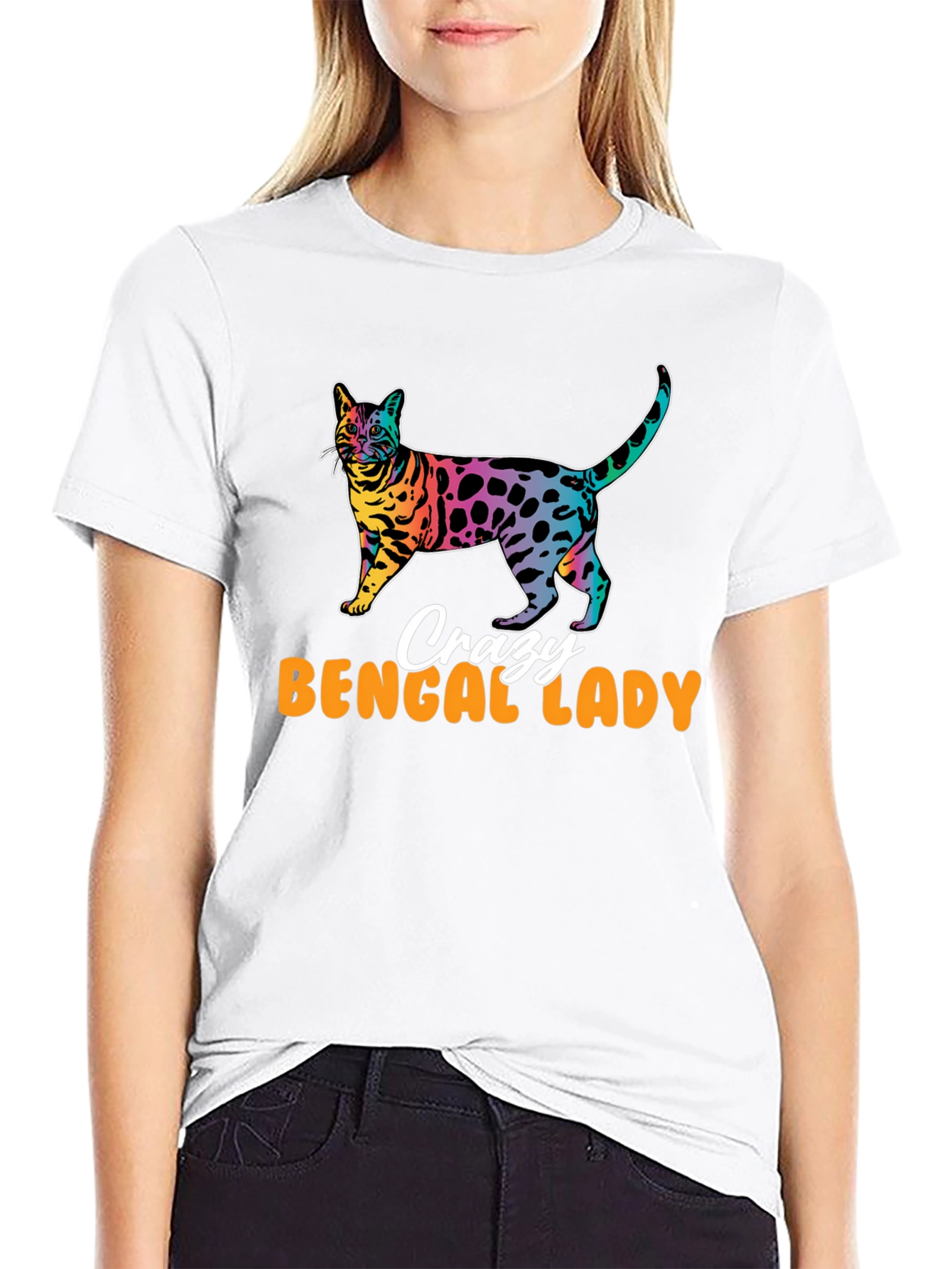Black Crazy Bengal Lady T-Shirt view 9