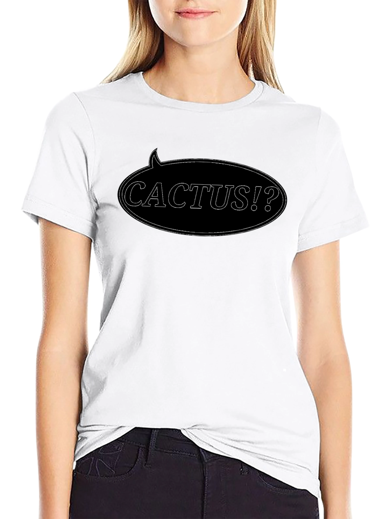 Black Cactus Speech Bubble Black T-Shirt view 9