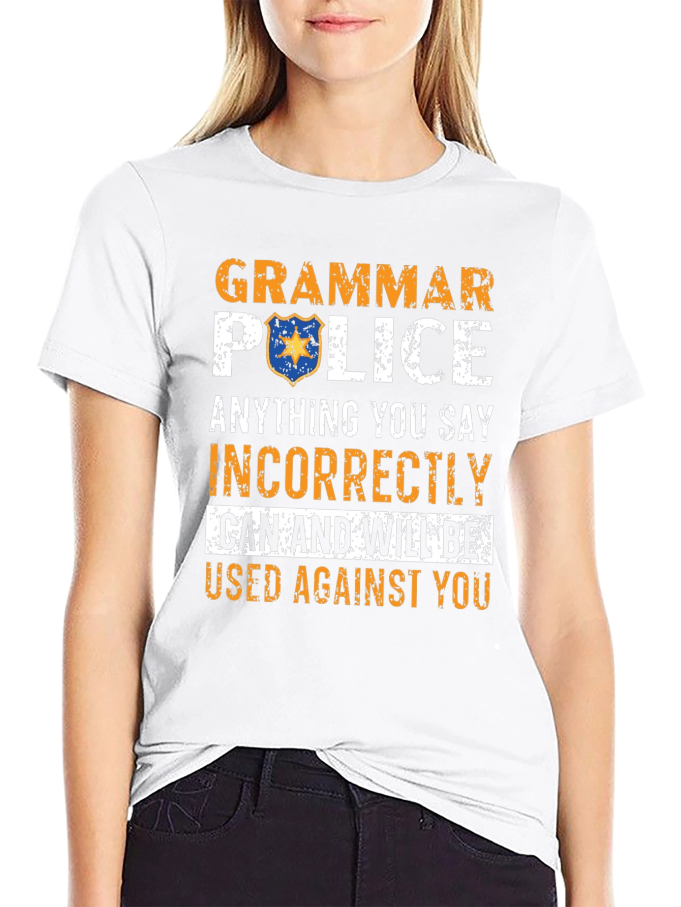 Black Grammar Police T-Shirt Funny Novelty Tee view 9