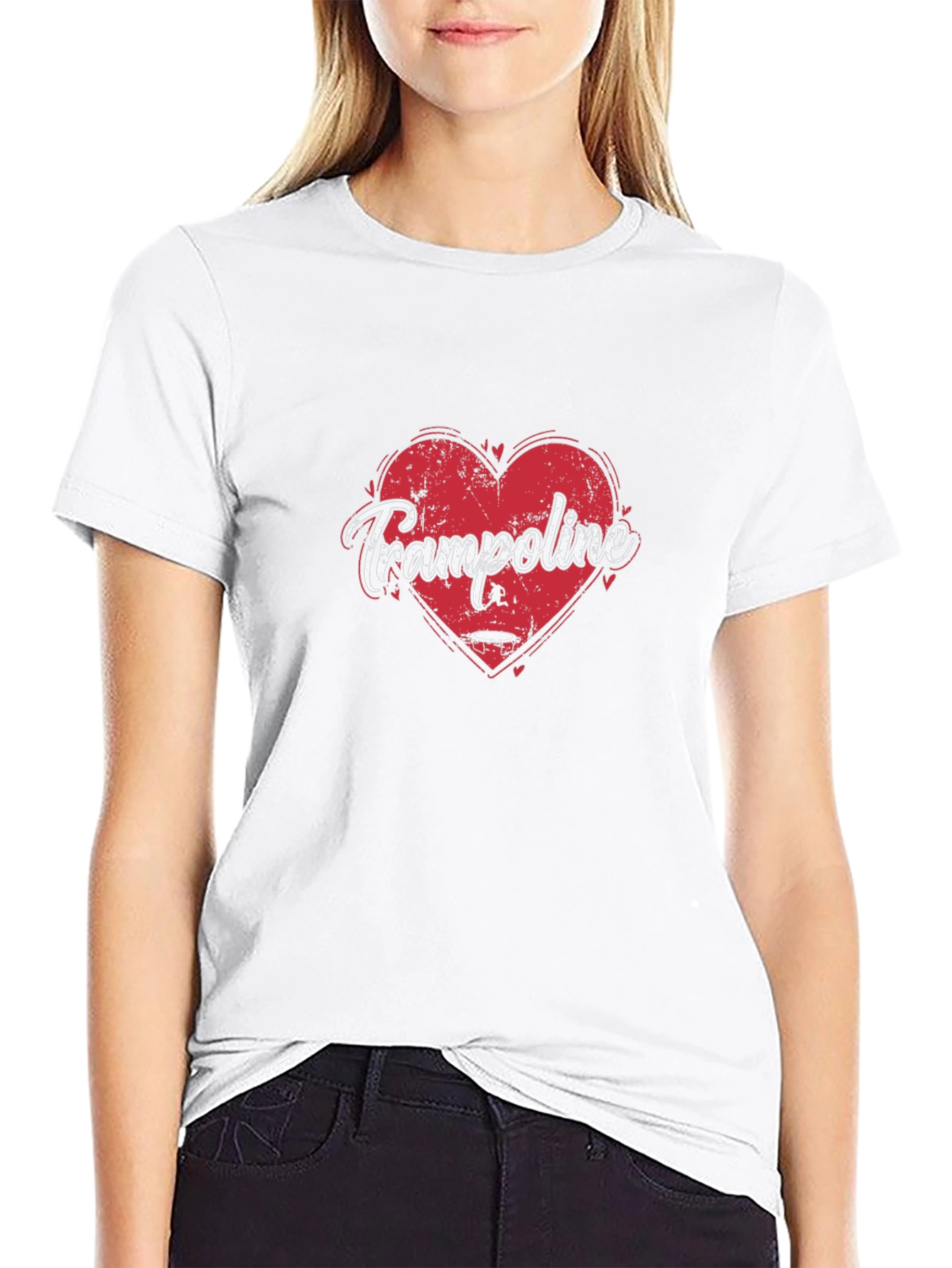 Black Trampoline Heart Graphic Tee - Soft Black Cotton view 9