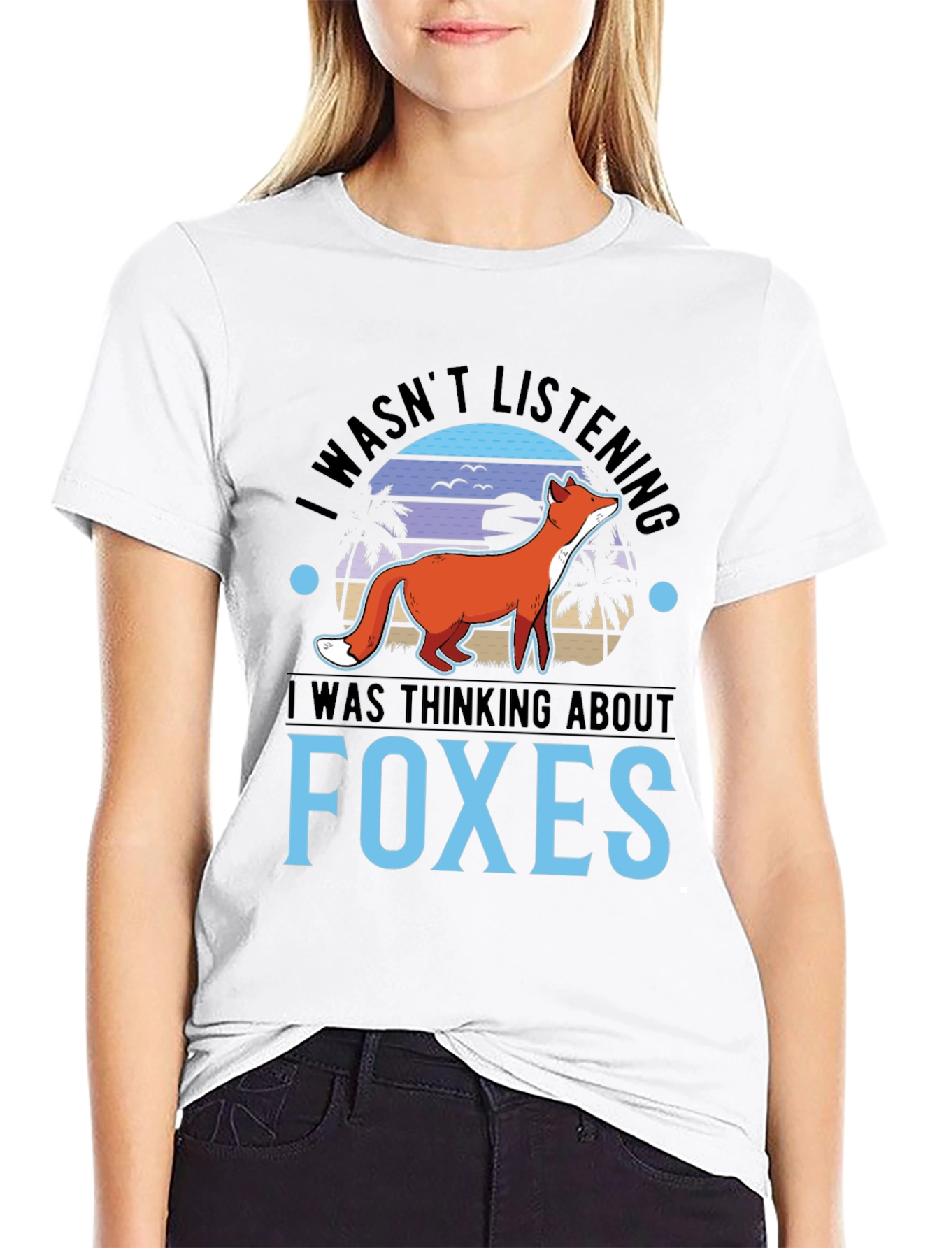 Black Thinking About Foxes T-Shirt view 9