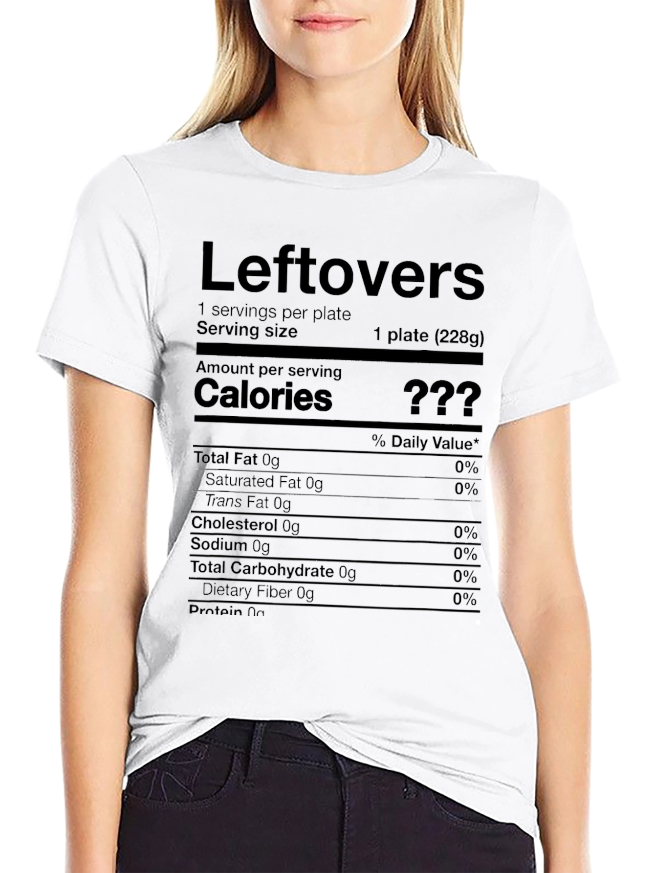 Black Leftovers Nutrition Facts T-Shirt - Funny Foodie Tee view 9