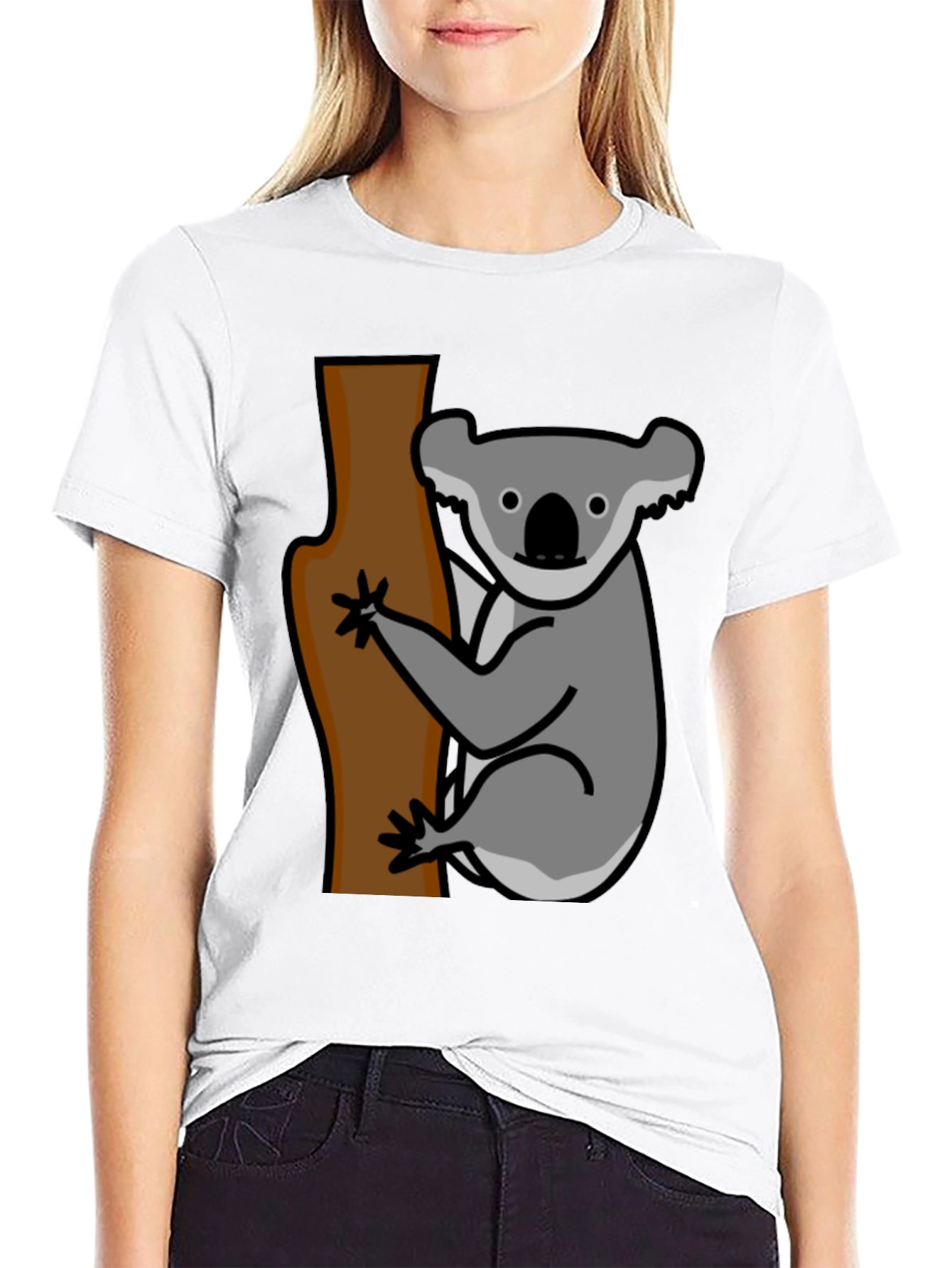 Black Koala Bear Tree T-Shirt - Casual Graphic Tee view 9