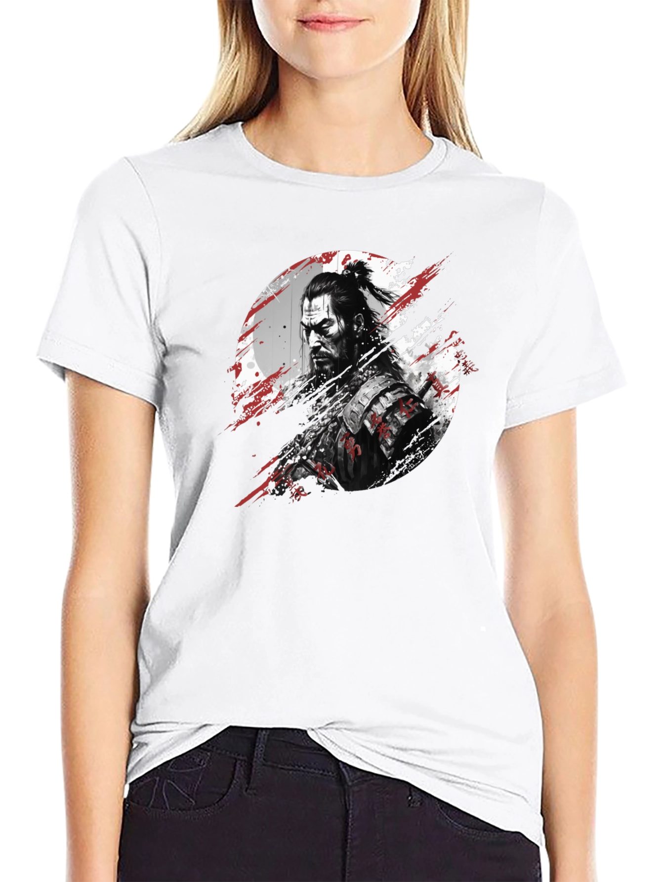 Black Samurai Graphic Print Black T-Shirt view 9