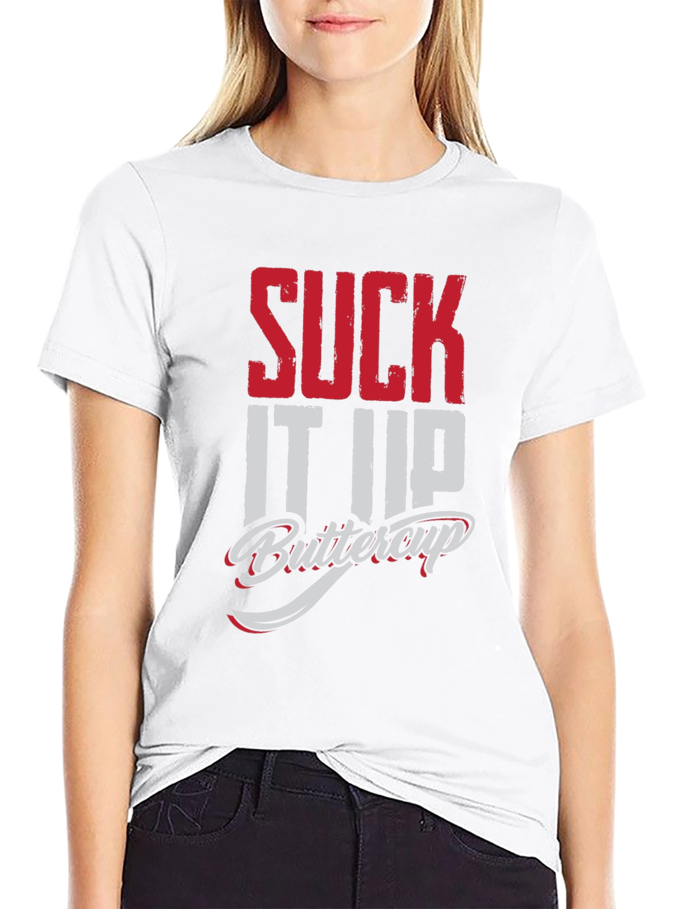 Black Suck It Up Buttercup Graphic Tee - Black view 9