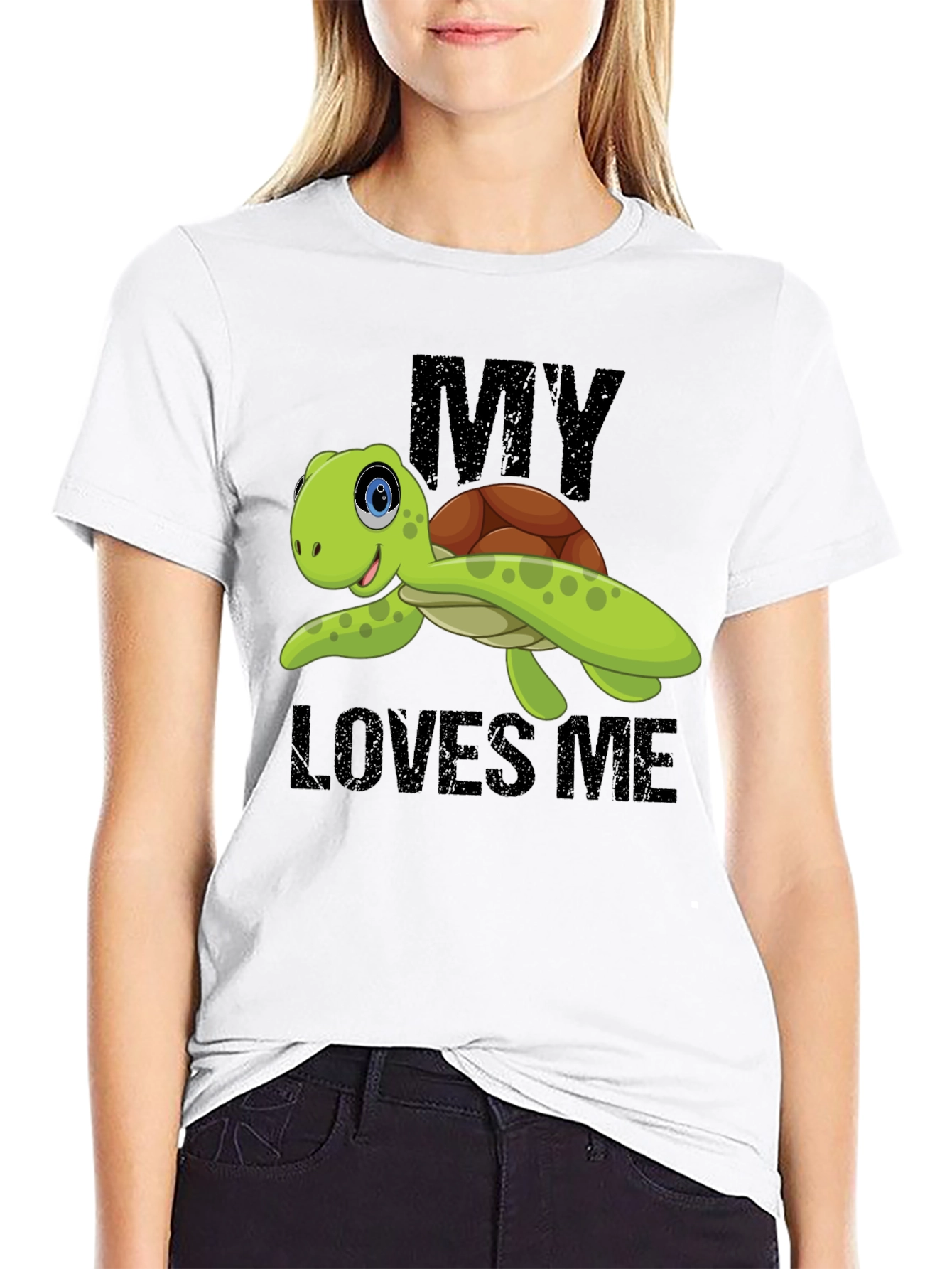 Black My Turtle Loves Me Graphic T-Shirt view 9
