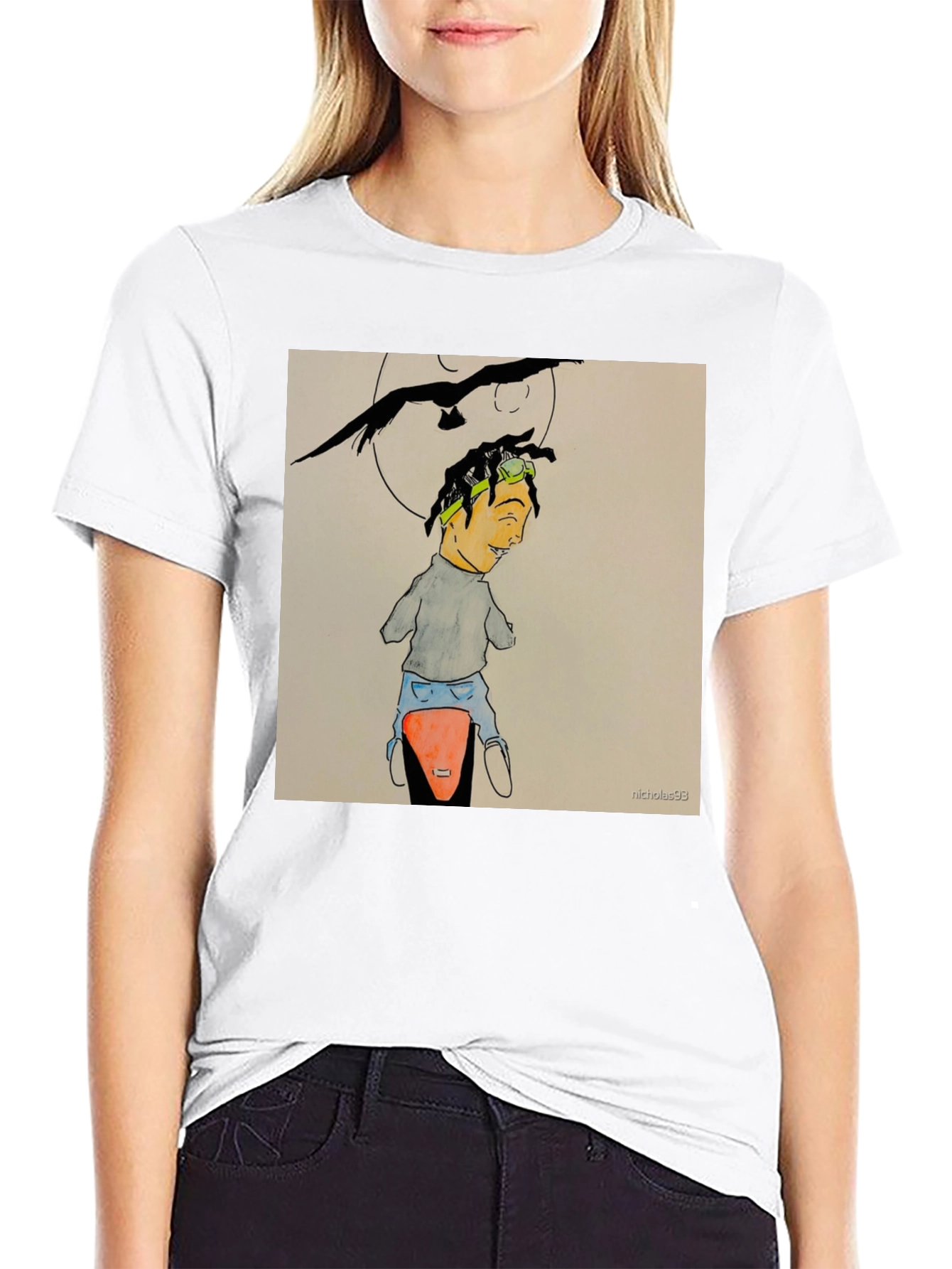 Black Unique Graphic Tee - Man on Motorcycle view 9