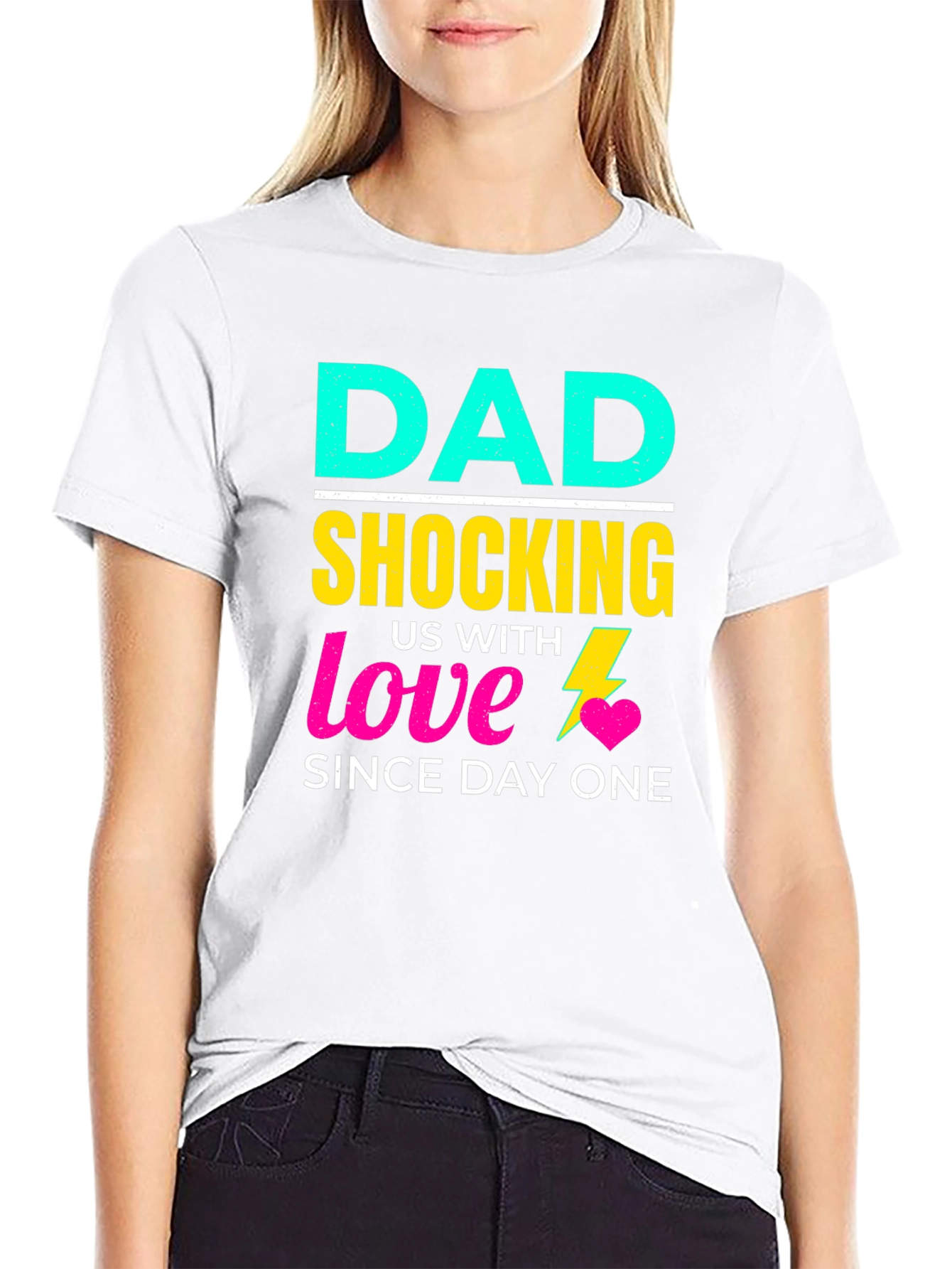Black Funny Dad Shocking Love T-Shirt view 9