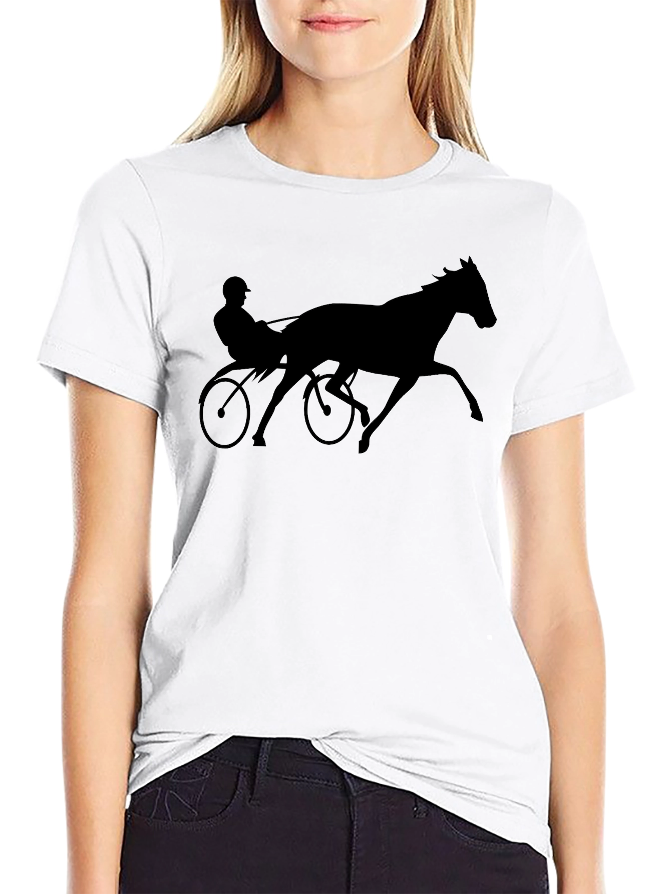 Black Horse Racing Silhouette Black T-Shirt view 9