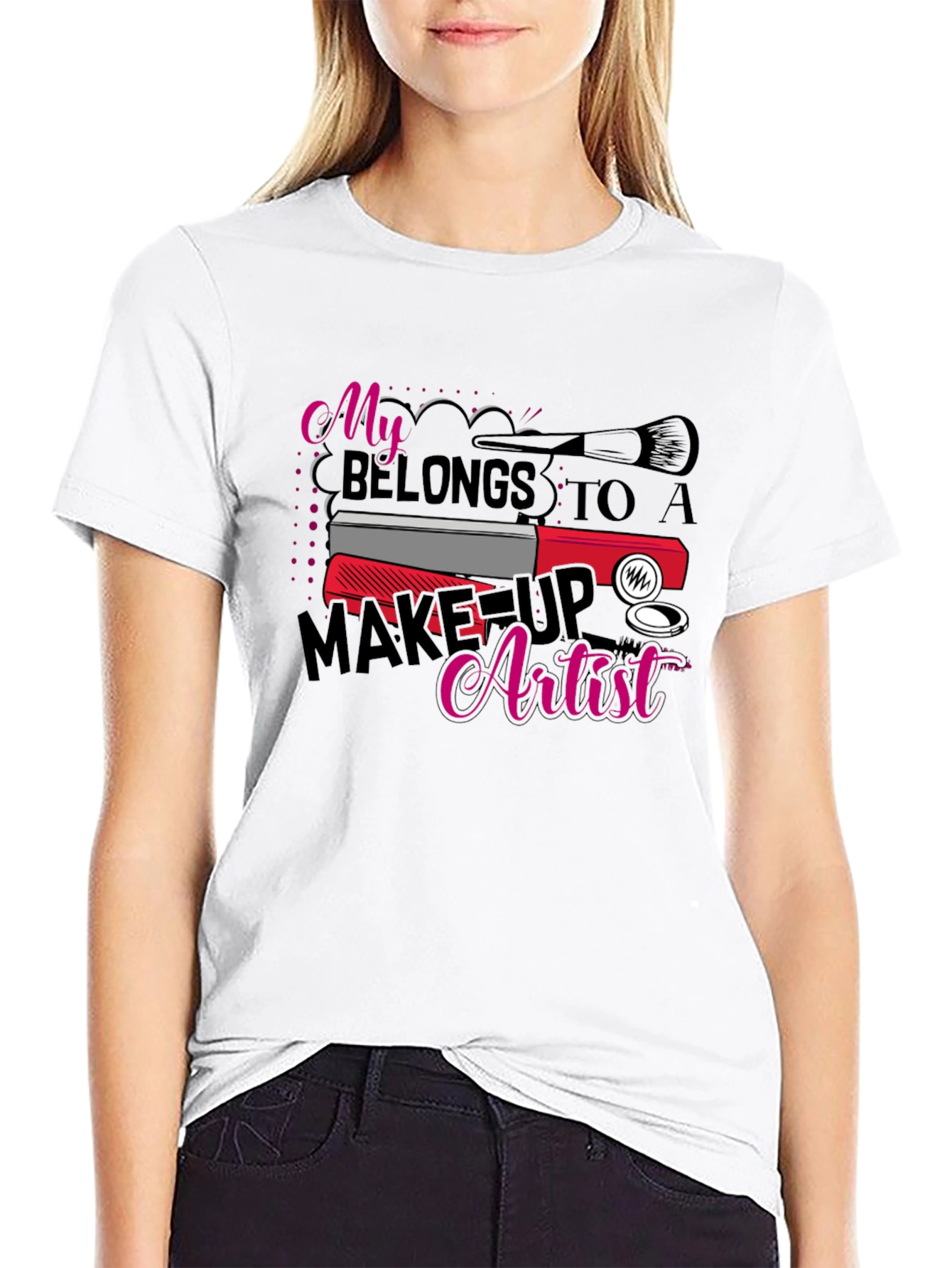 Black Makeup Artist T-Shirt: My Heart Belongs To view 9