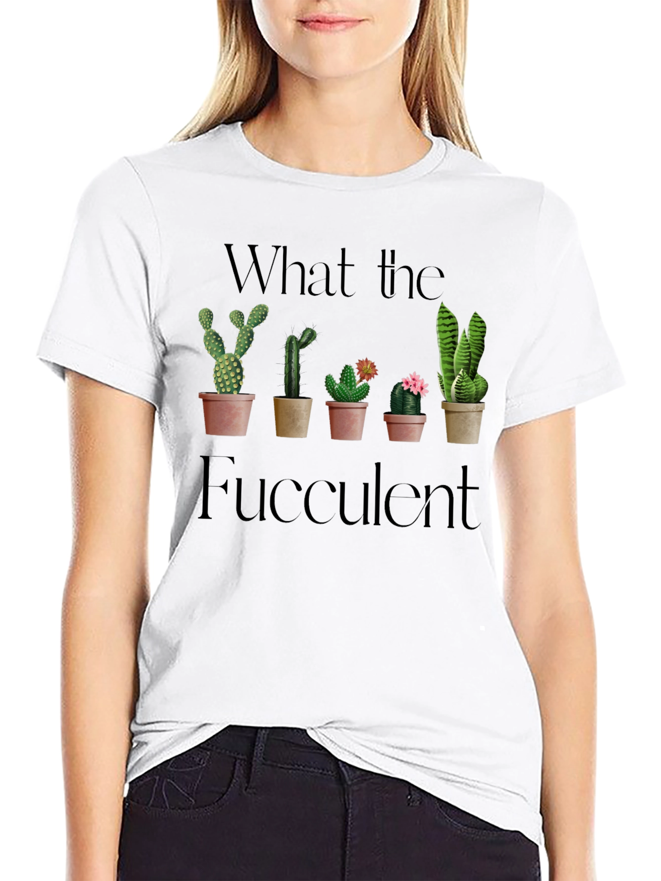 Black What the Fucculent Black Graphic Tee view 9