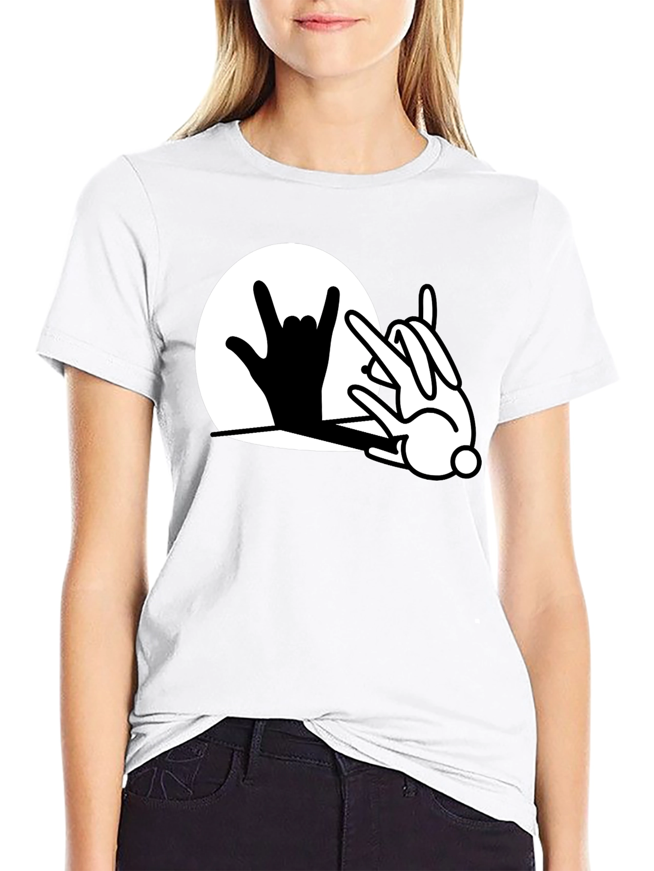Black Rock On Bunny T-Shirt - Black Cotton Blend view 9