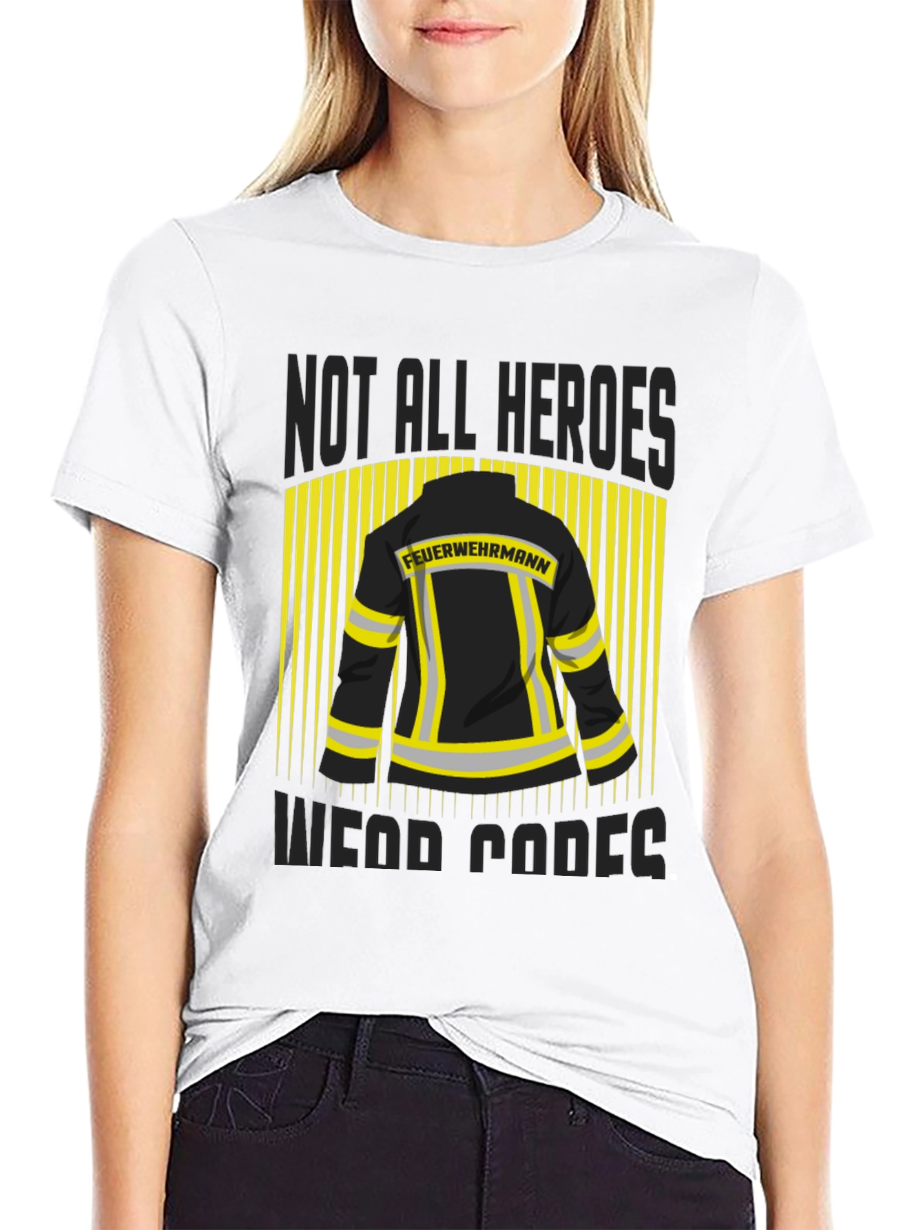 Black Firefighter Hero T-Shirt - Not All Heroes Wear Capes! view 9